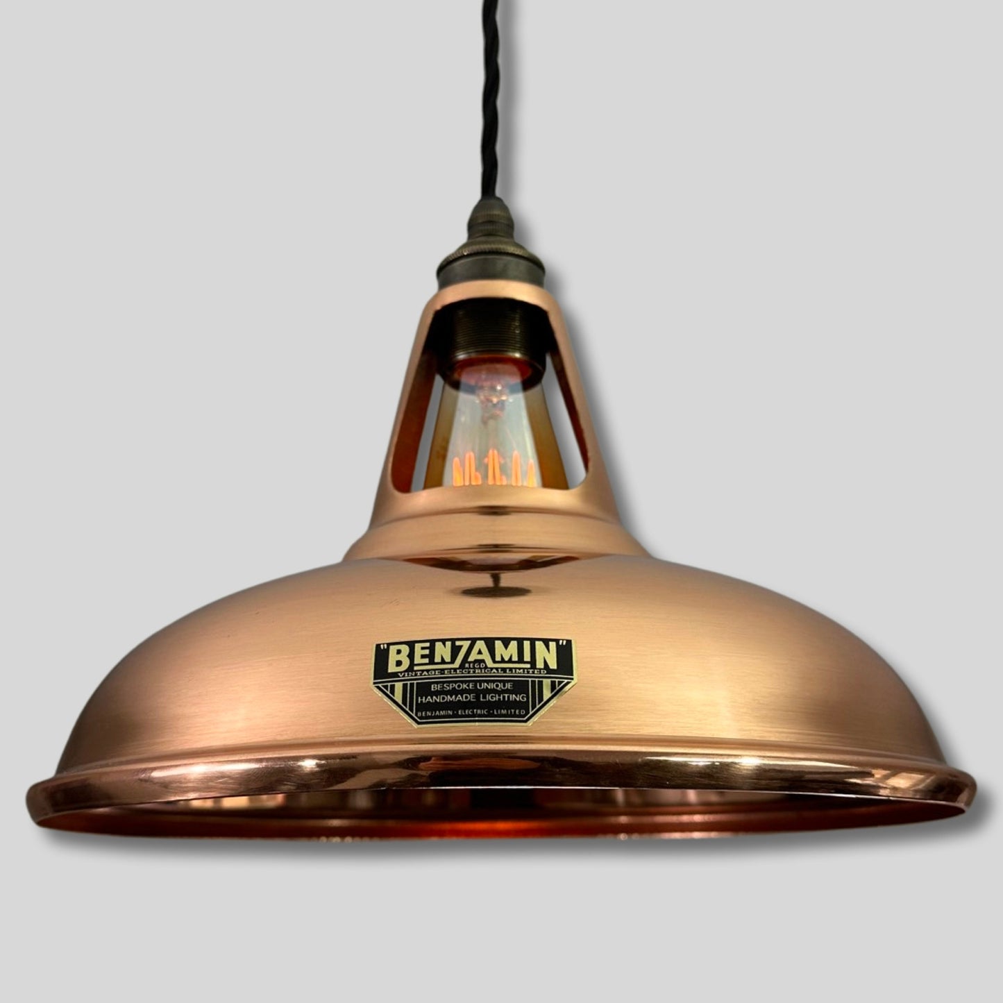 Cawston ~ Genuine Solid Copper Shade Slotted Design Pendant Set Light | Dining Room Ceiling Kitchen Table | Vintage Industrial | 11 Inch