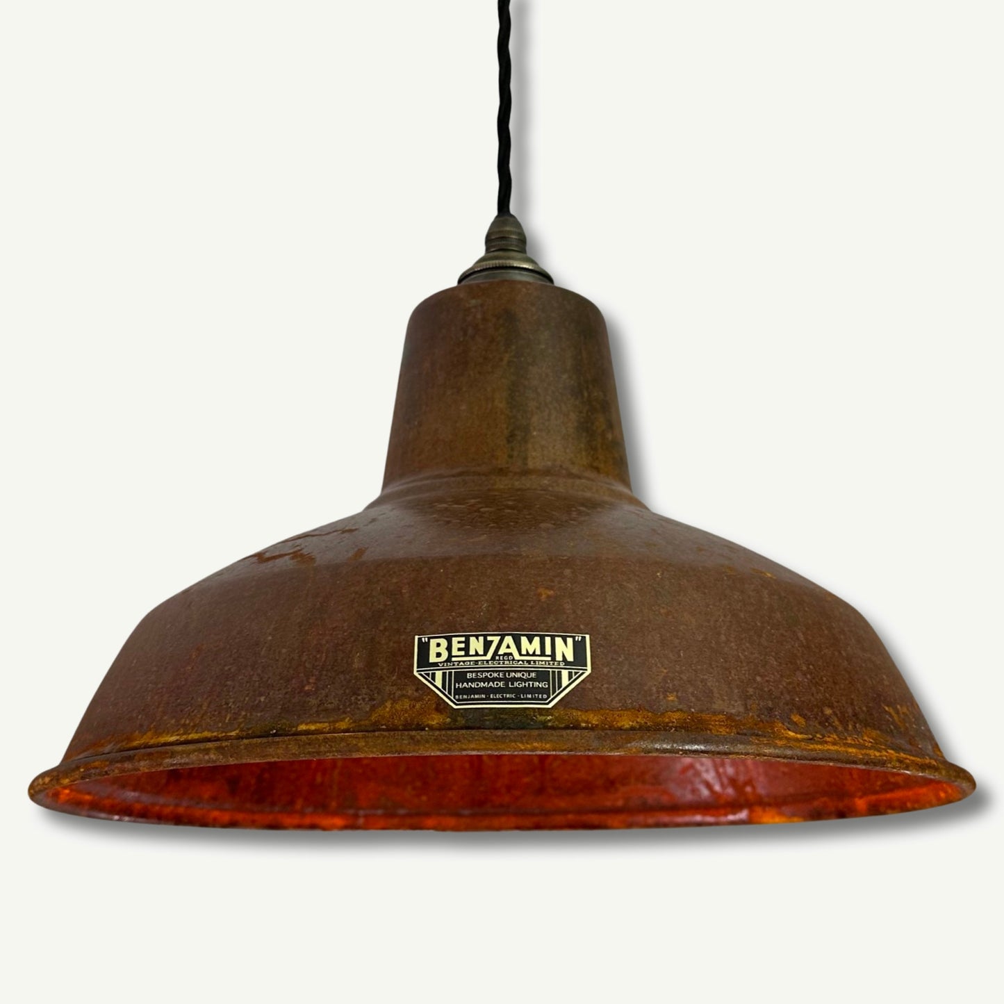 Filby ~ Rusted Solid Steel Industrial factory shade light ceiling dining room kitchen table vintage edison filament lamps pendant 12.5 Inch