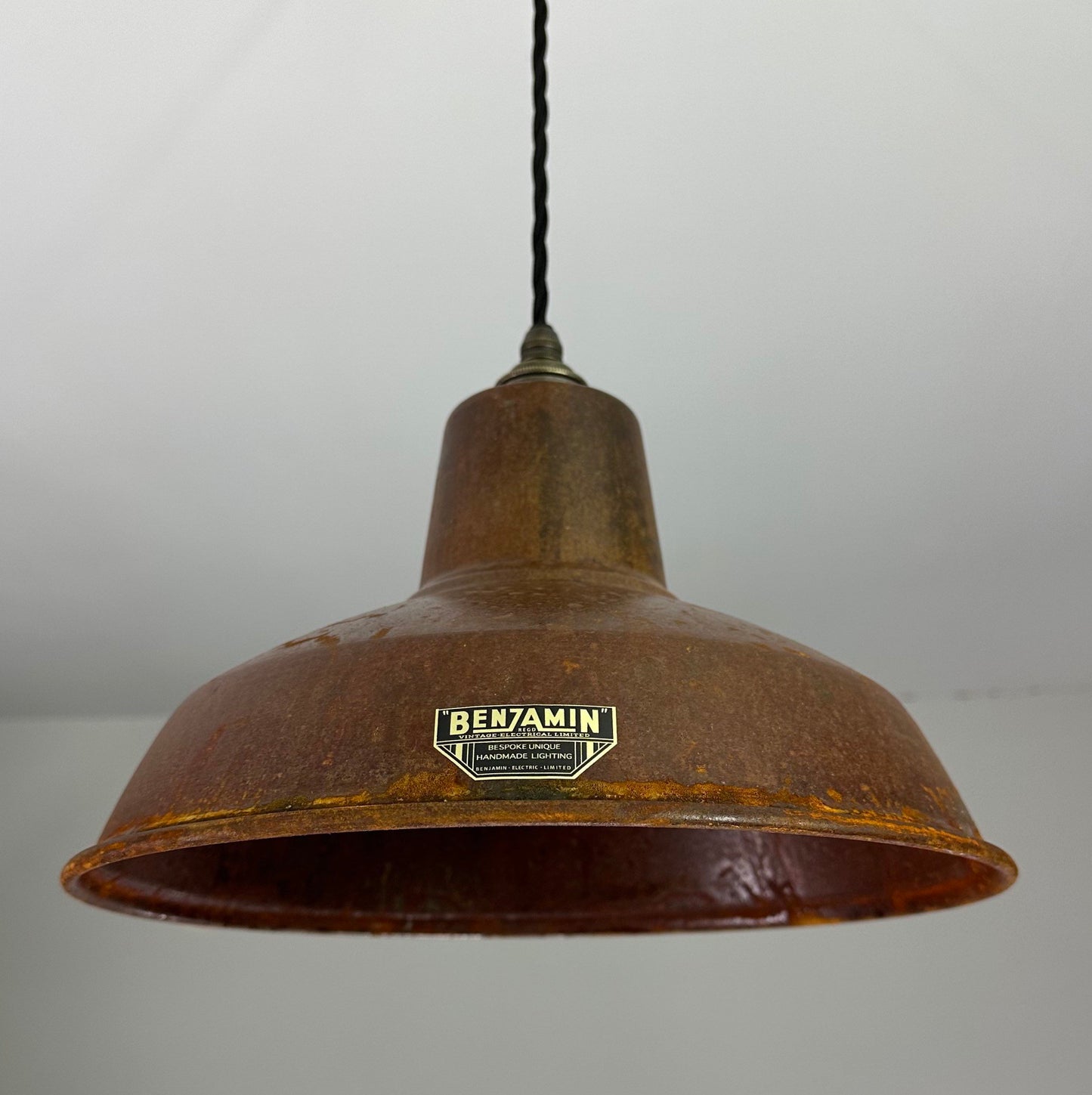 Filby ~ Rusted Solid Steel Industrial factory shade light ceiling dining room kitchen table vintage edison filament lamps pendant 12.5 Inch