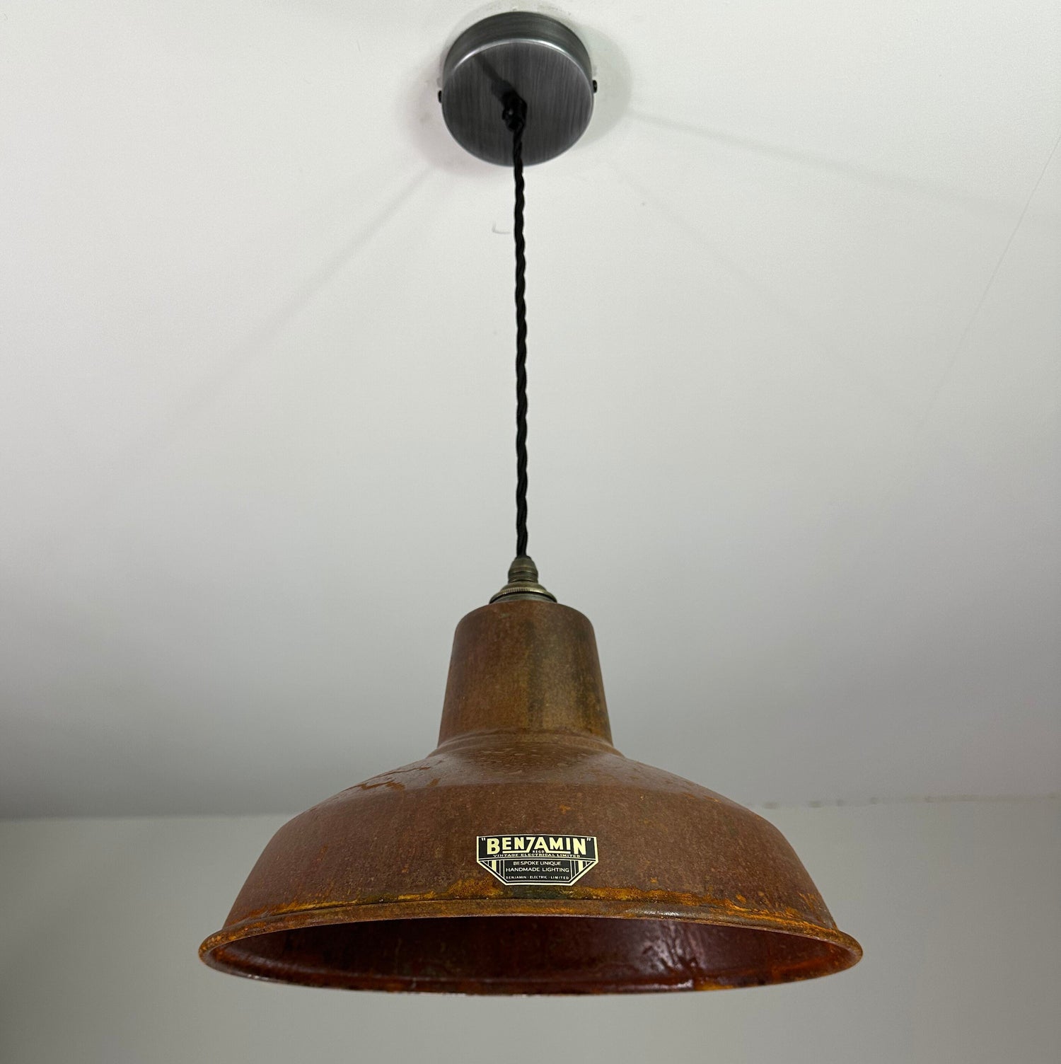 Filby ~ Rusted Solid Steel Industrial factory shade light ceiling dining room kitchen table vintage edison filament lamps pendant 12.5 Inch