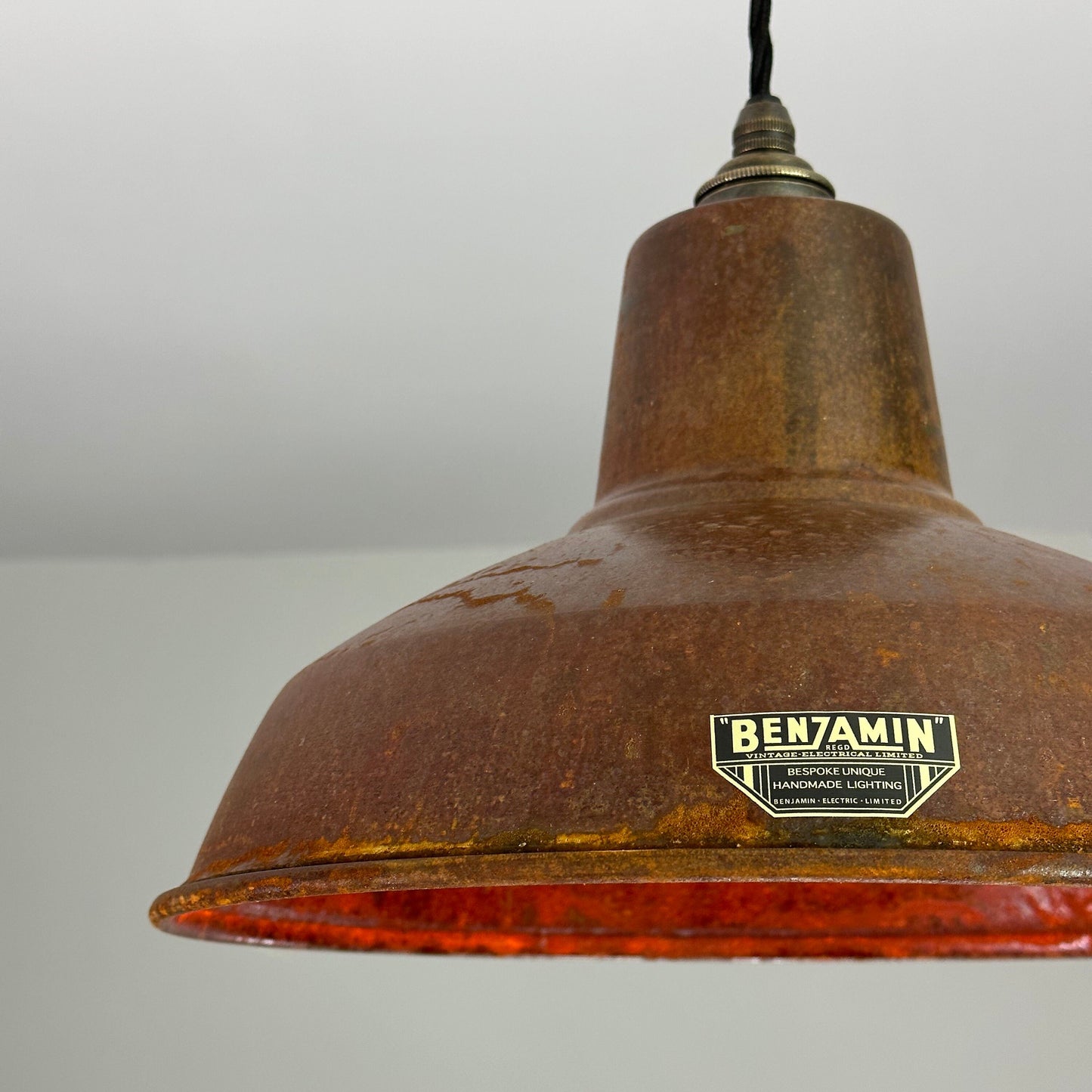 Filby ~ Rusted Solid Steel Industrial factory shade light ceiling dining room kitchen table vintage edison filament lamps pendant 12.5 Inch