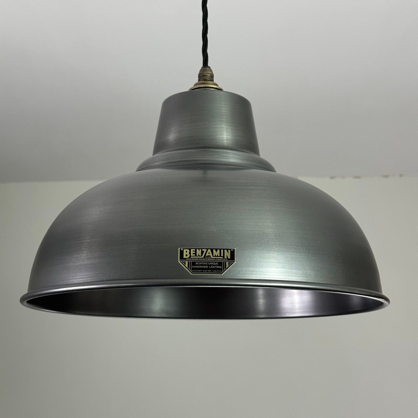 Salthouse XL ~ Pewter Grey Industrial factory shade light ceiling dining room kitchen table vintage filament lamps pendant 14.5 Inch