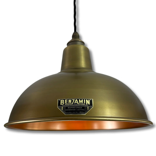 Salthouse ~ Antique Brass Industrial Shade Light Pendant | 10 Inch