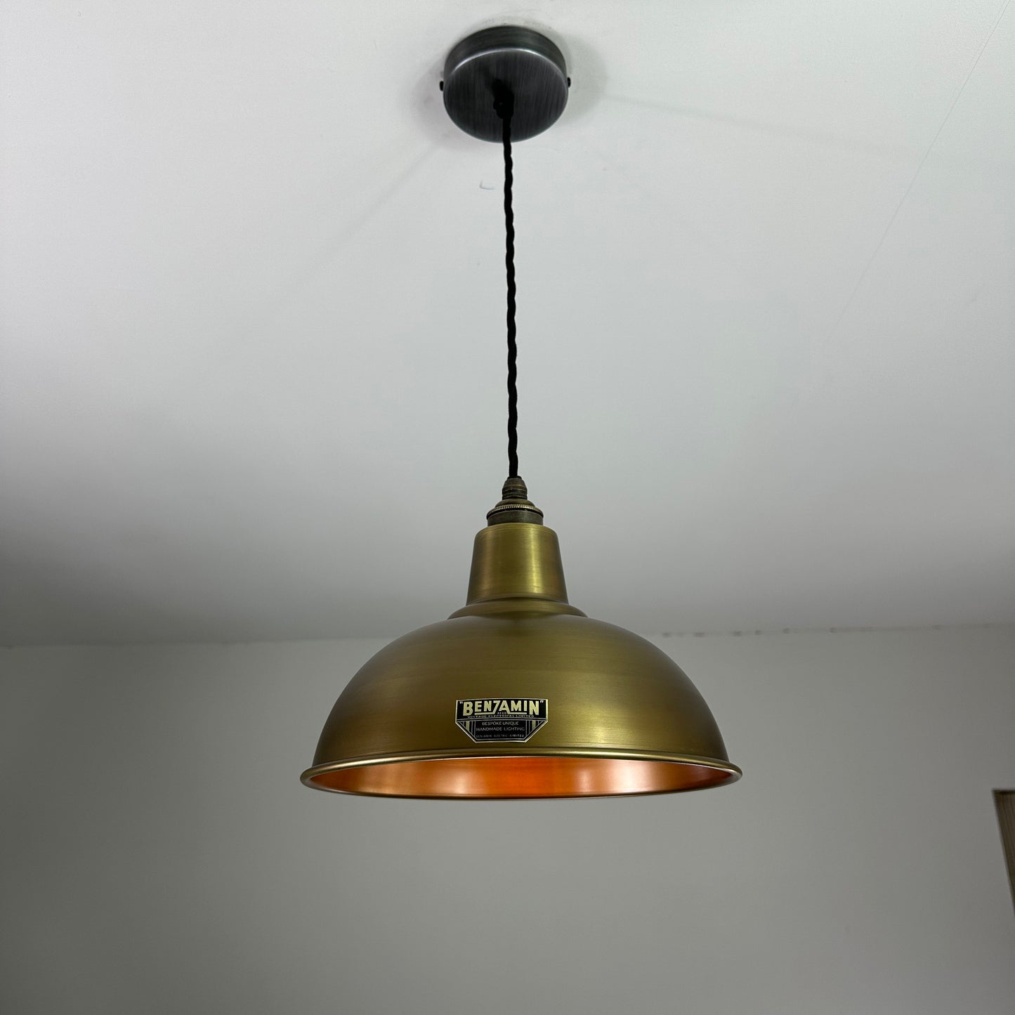 Salthouse ~ Antique Brass Industrial Shade Light Pendant | 10 Inch