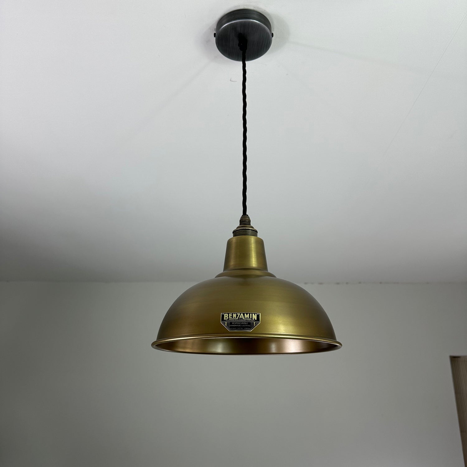 Salthouse ~ Antique Brass Industrial Shade Light Pendant | 10 Inch