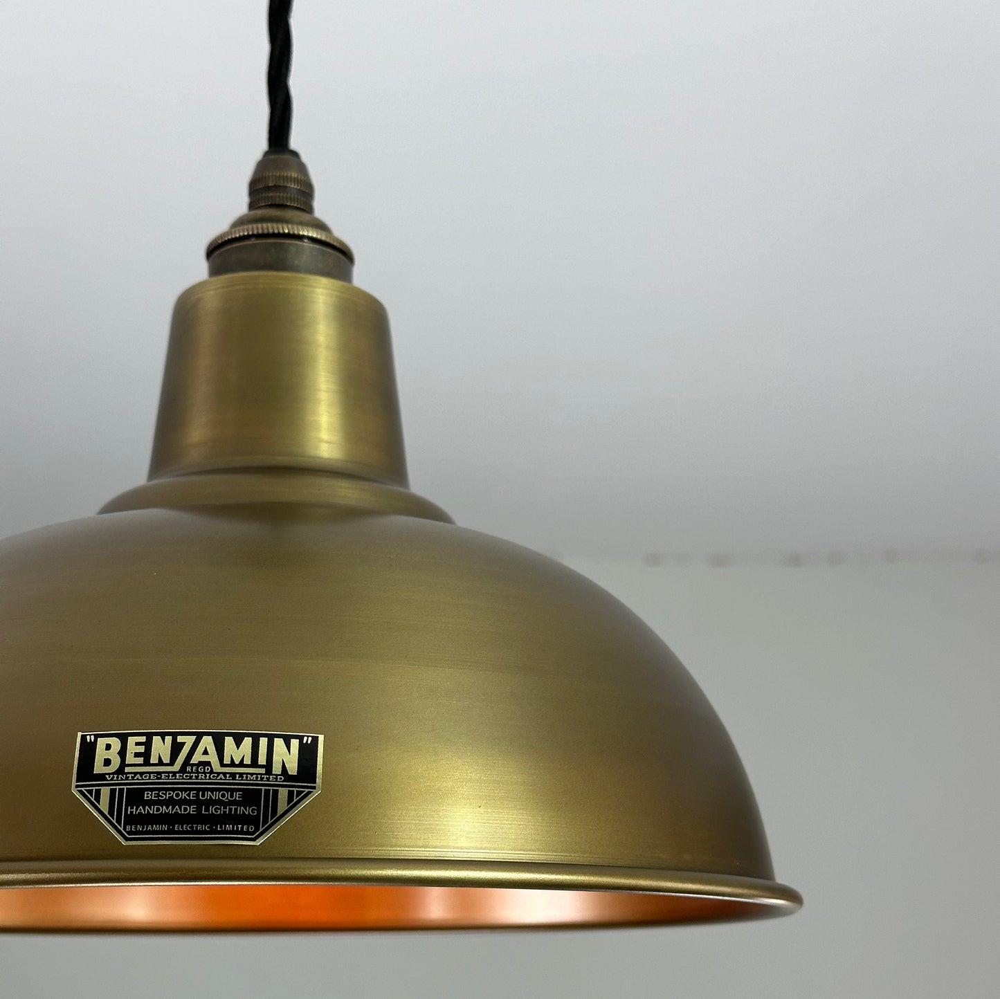 Salthouse ~ Antique Brass Industrial Shade Light Pendant | 10 Inch