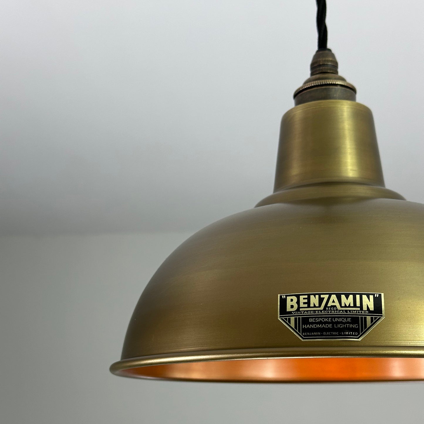 Salthouse ~ Antique Brass Industrial Shade Light Pendant | 10 Inch