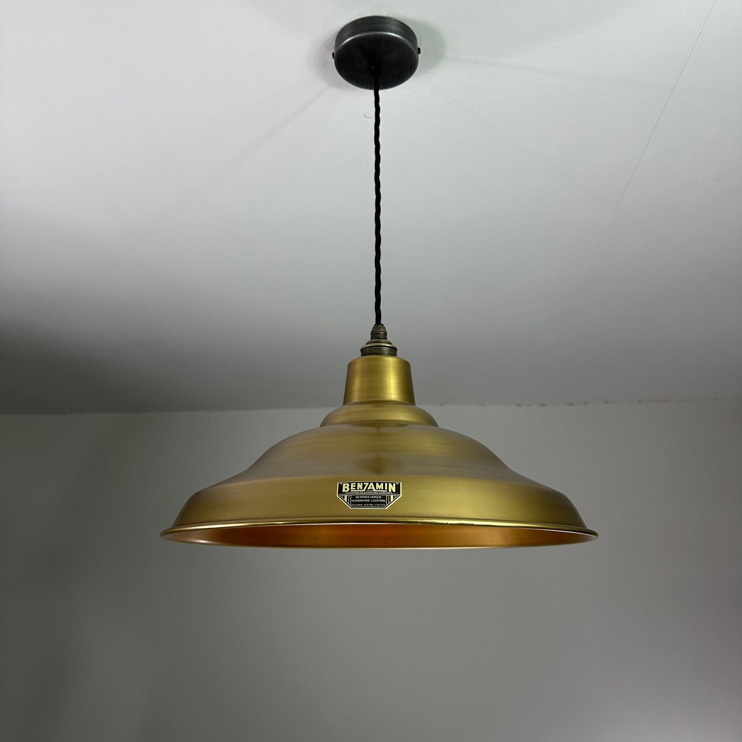 Bawsey ~ Antique Brass Industrial factory shade light ceiling dining room kitchen table vintage edison filament lamps pendant 16 Inch