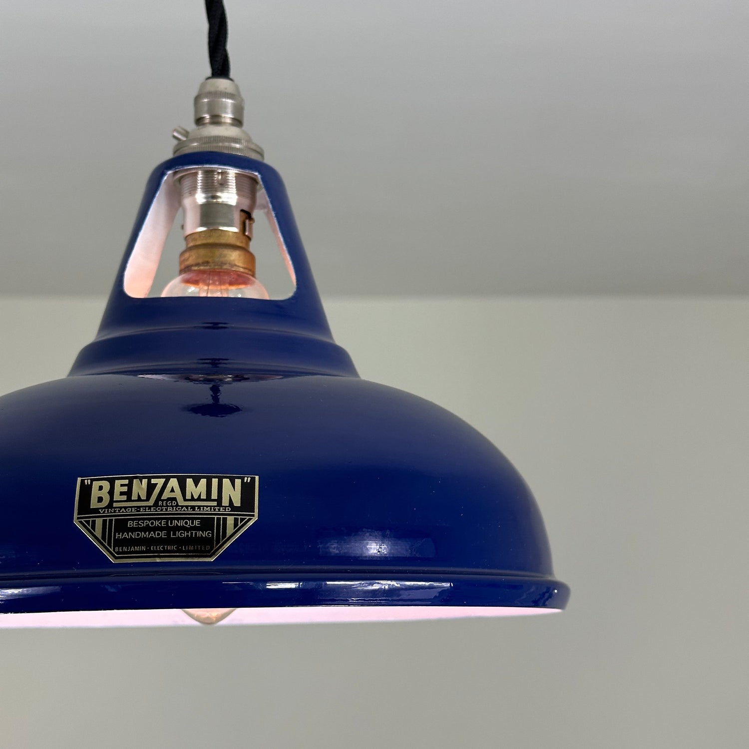 Cawston Small ~ Blue Solid Industrial 1932 Design Shade Pendant Set Light | Ceiling Dining Room | Kitchen Table | Vintage 9 Inch