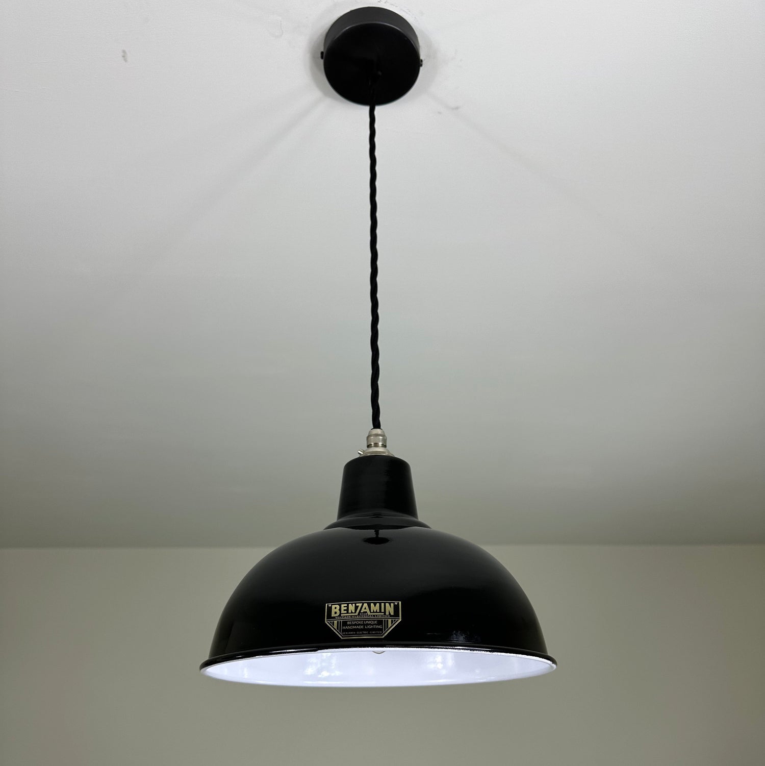 Salthouse ~ Midnight Black Industrial factory shade light ceiling dining room kitchen table vintage edison filament lamps pendant 10 Inch