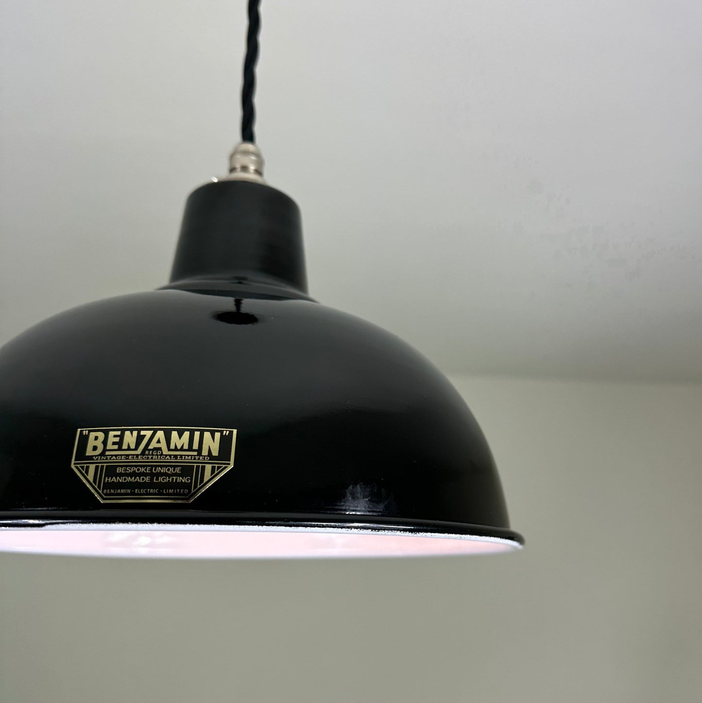 Salthouse ~ Midnight Black Industrial factory shade light ceiling dining room kitchen table vintage edison filament lamps pendant 10 Inch