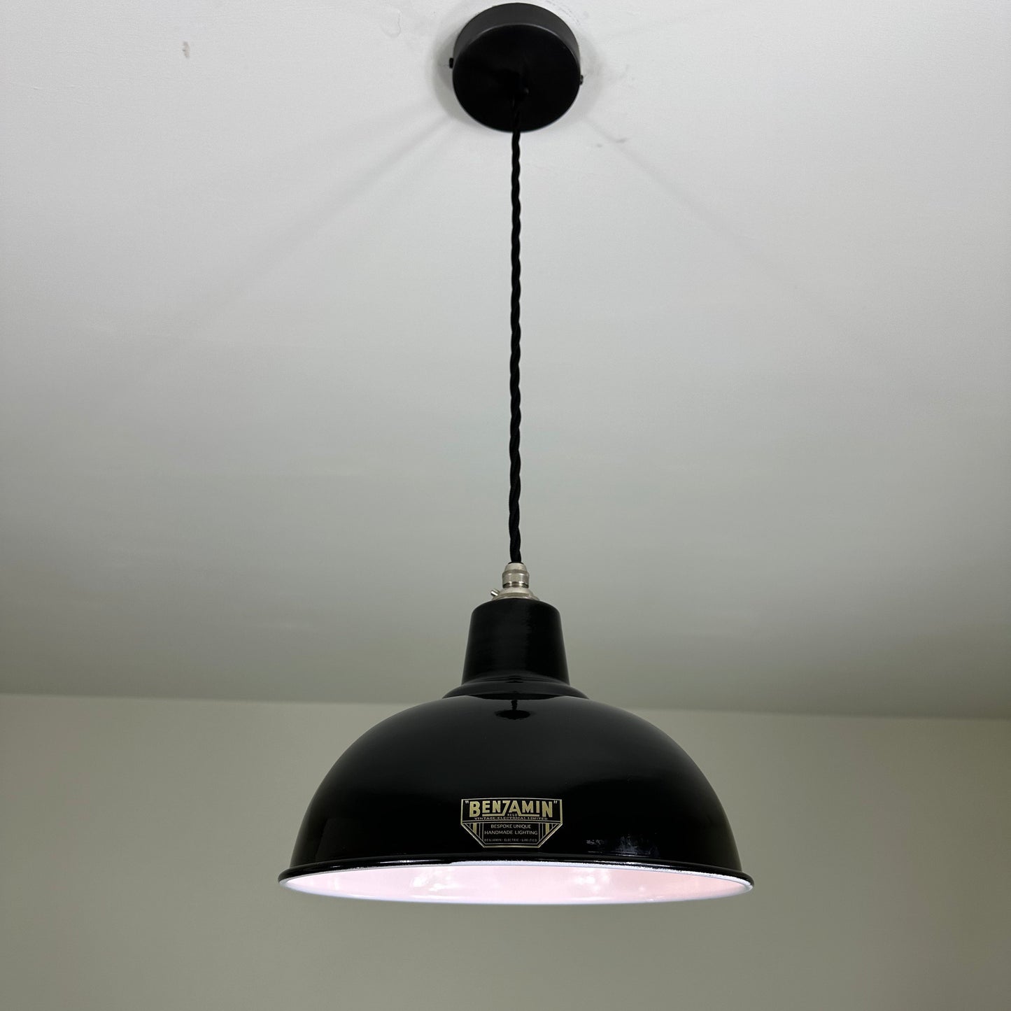 Salthouse ~ Midnight Black Industrial factory shade light ceiling dining room kitchen table vintage edison filament lamps pendant 10 Inch