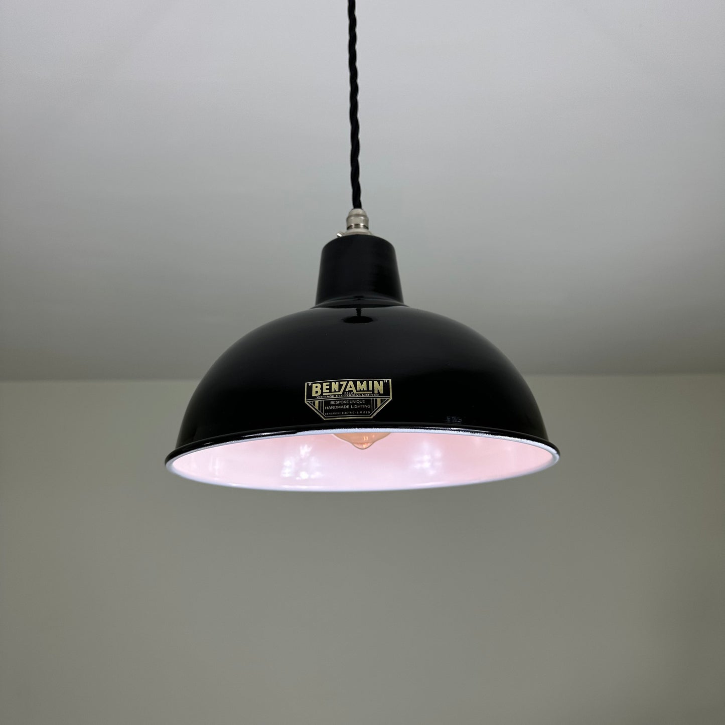 Salthouse ~ Midnight Black Industrial factory shade light ceiling dining room kitchen table vintage edison filament lamps pendant 10 Inch