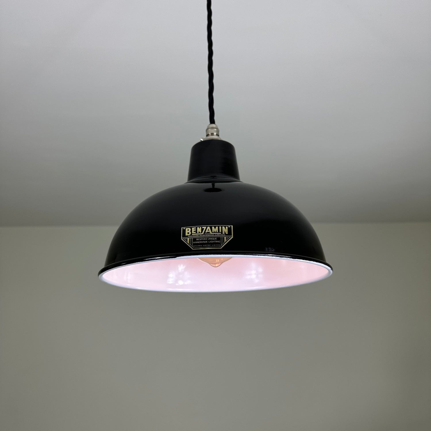 Salthouse ~ Midnight Black Industrial factory shade light ceiling dining room kitchen table vintage edison filament lamps pendant 10 Inch