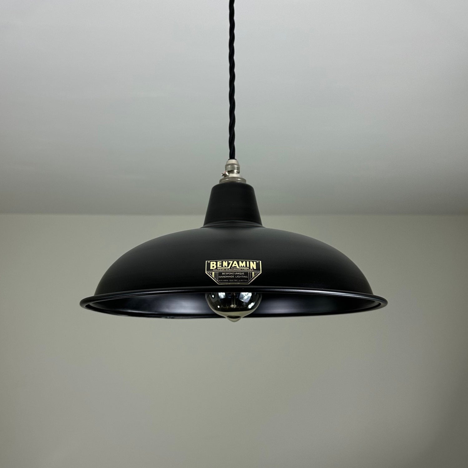 Sedgeford ~ Matt Black Solid Industrial Shade Pendant Set Light | Ceiling Dining Room | Kitchen Table | Vintage Thorlux Style