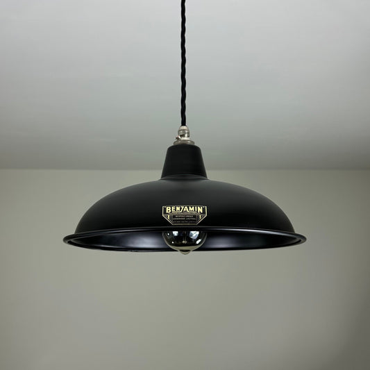 Sedgeford ~ Matt Black Solid Industrial Shade Pendant Set Light | Ceiling Dining Room | Kitchen Table | Vintage Thorlux Style