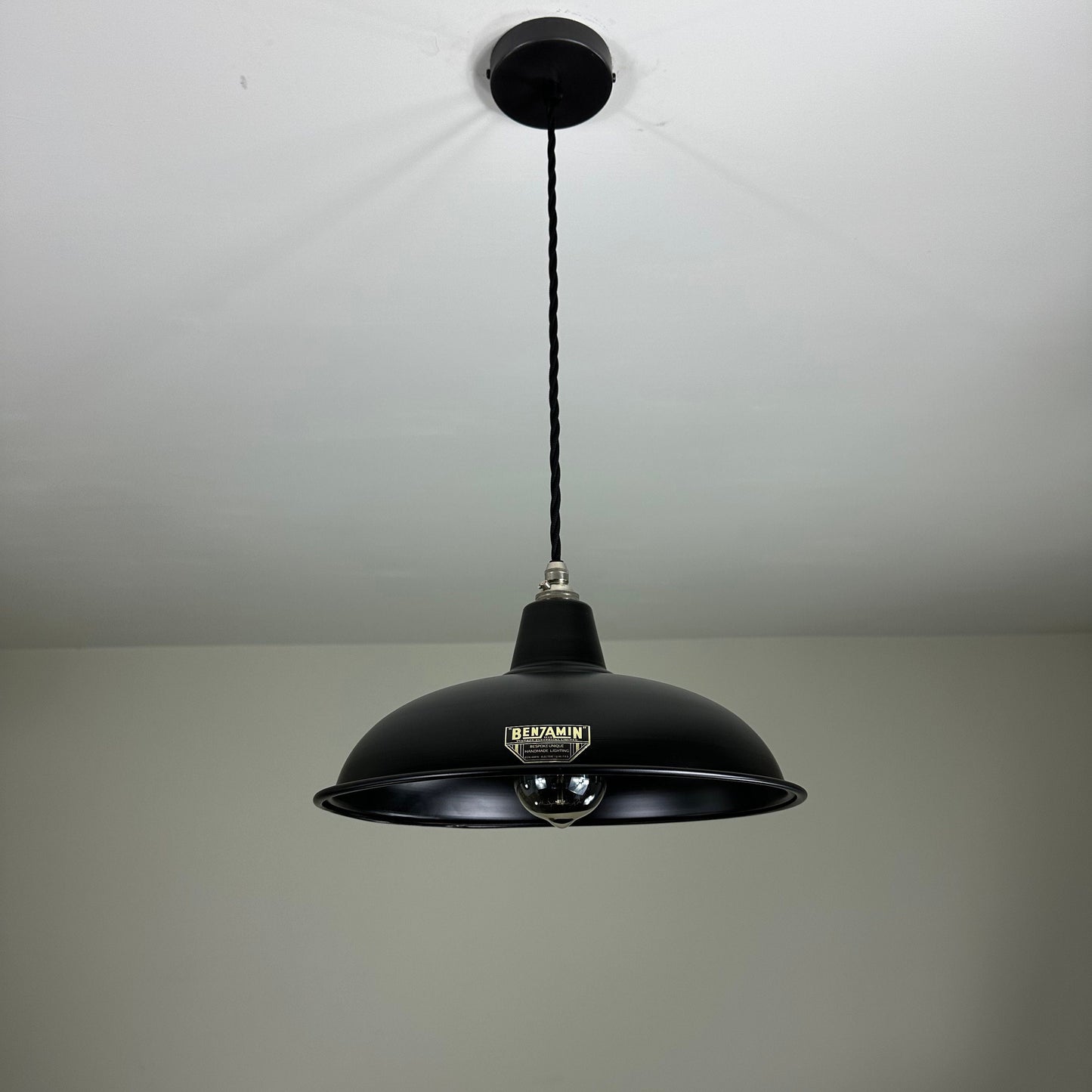 Sedgeford ~ Matt Black Solid Industrial Shade Pendant Set Light | Ceiling Dining Room | Kitchen Table | Vintage Thorlux Style