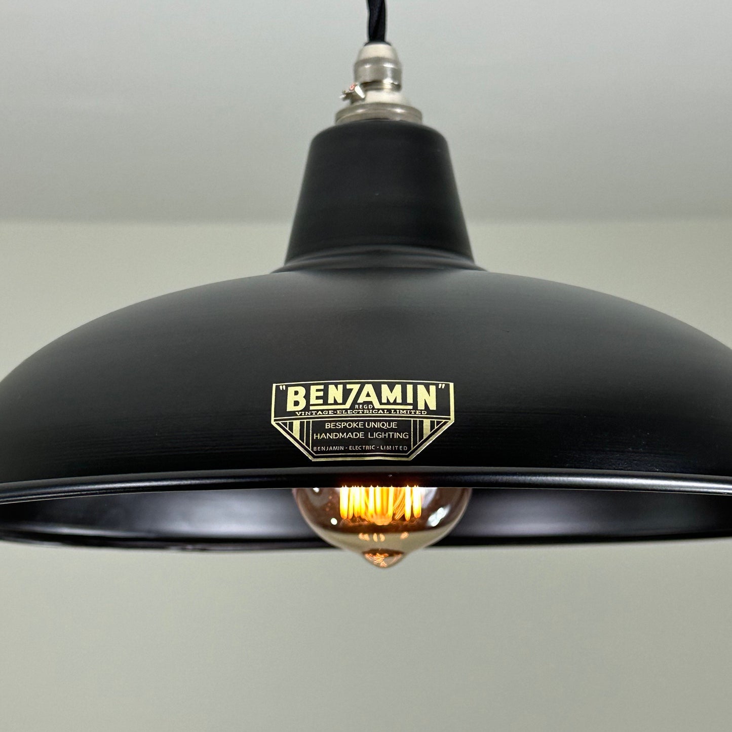 Sedgeford ~ Matt Black Solid Industrial Shade Pendant Set Light | Ceiling Dining Room | Kitchen Table | Vintage Thorlux Style