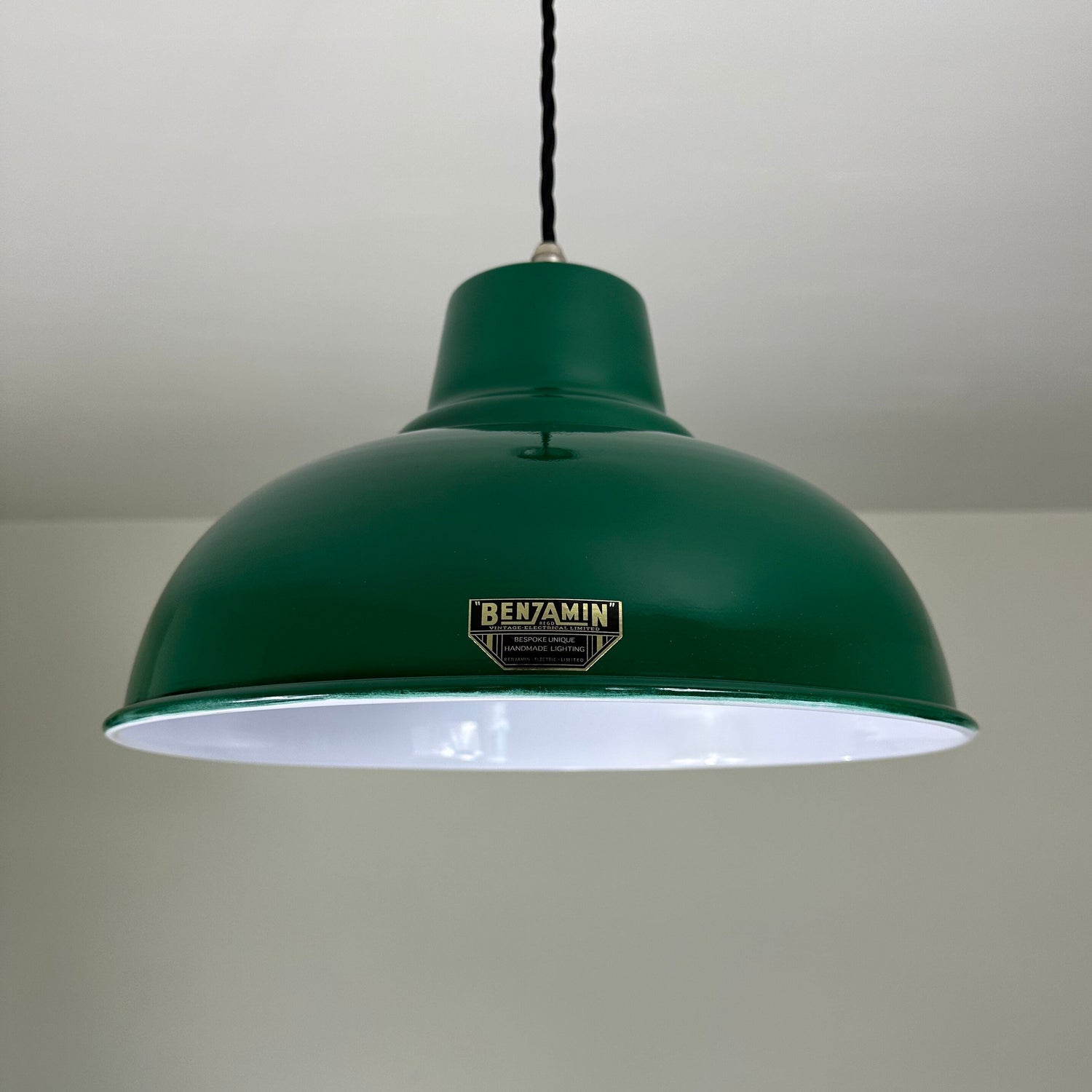 Salthouse XL ~ Racing Green Industrial factory shade light ceiling dining room kitchen table vintage filament lamps pendant bar 14.5 Inch