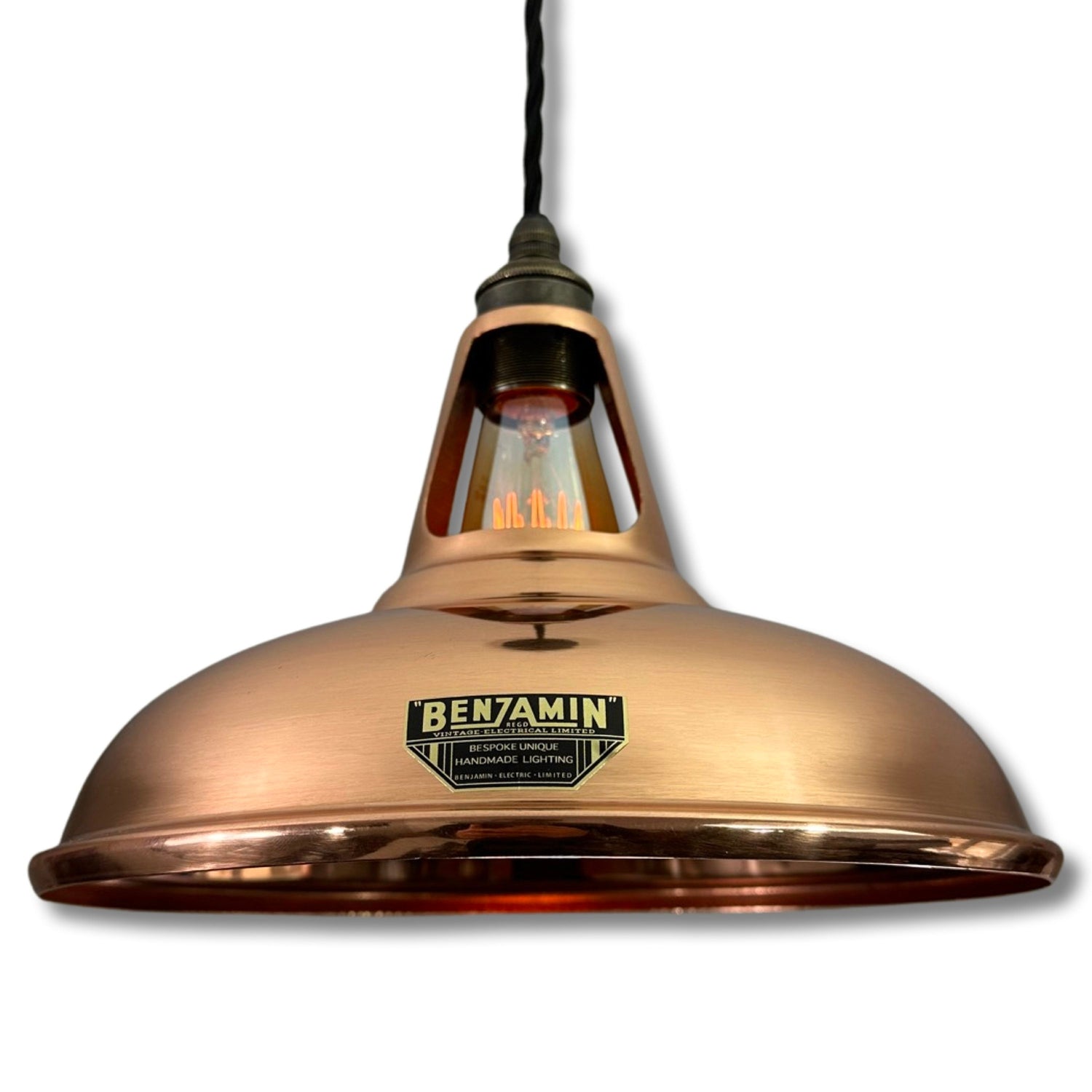 Cawston ~ Genuine Solid Copper Shade Slotted Design Pendant Set Light | Dining Room Ceiling Kitchen Table | Vintage Industrial | 11 Inch