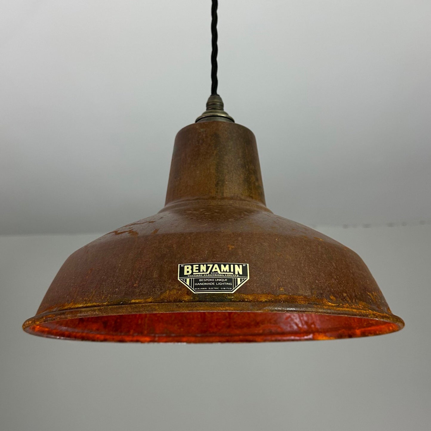 Filby ~ Rusted Solid Steel Industrial factory shade light ceiling dining room kitchen table vintage edison filament lamps pendant 12.5 Inch