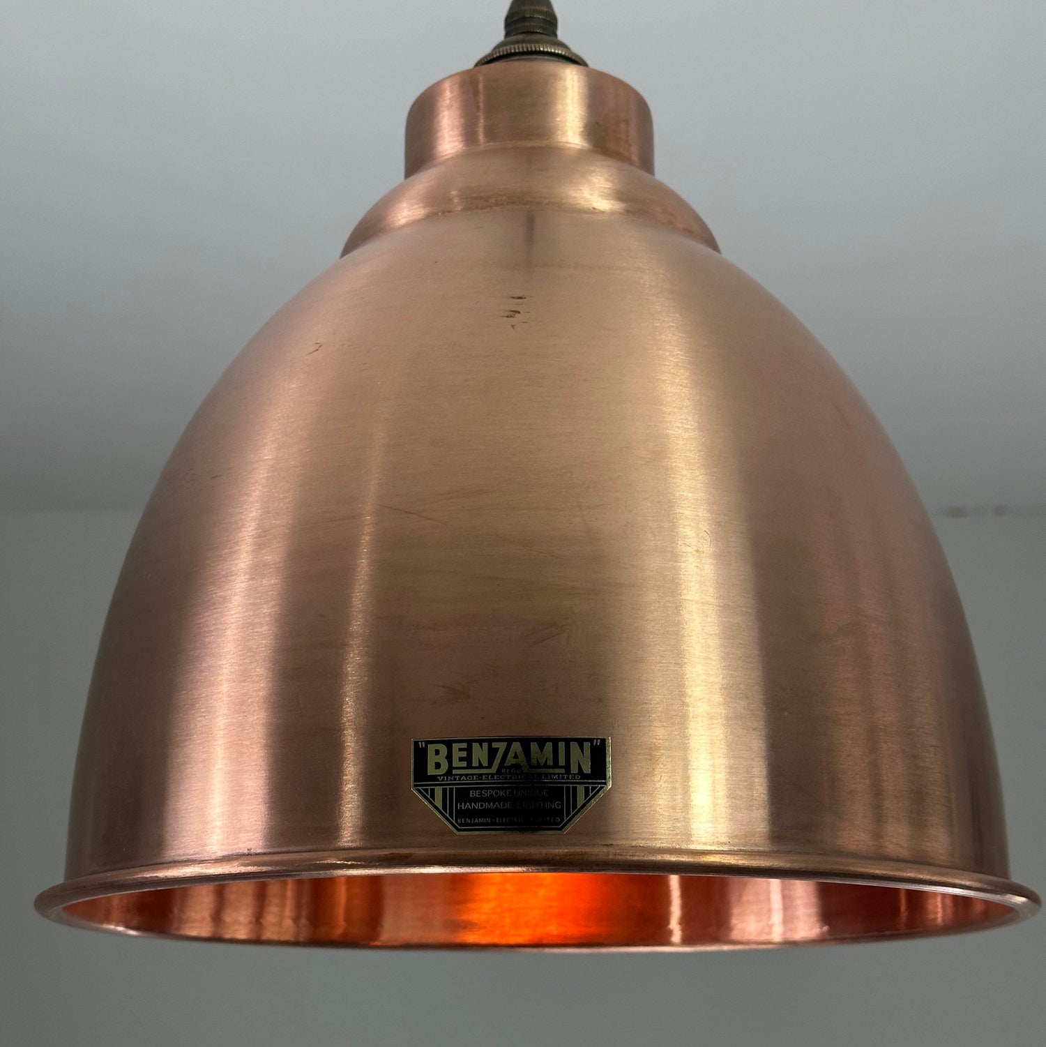 Brooke ~ Antique Copper Industrial Shade Pendant Set Light | Ceiling Dining Room | Kitchen Table | Vintage 1 x Edison Filament Bulb