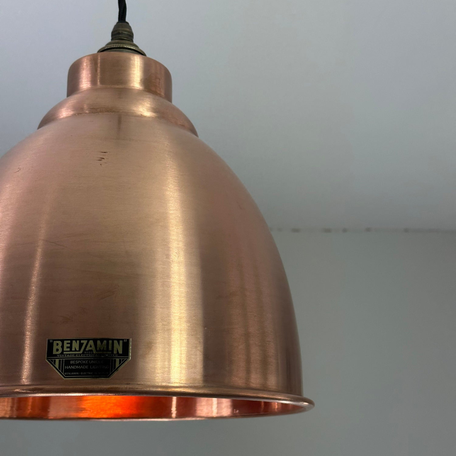 Brooke ~ Antique Copper Industrial Shade Pendant Set Light | Ceiling Dining Room | Kitchen Table | Vintage 1 x Edison Filament Bulb