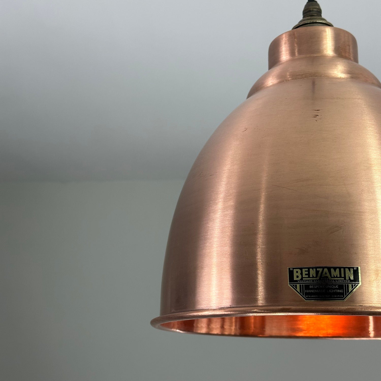 Brooke ~ Antique Copper Industrial Shade Pendant Set Light | Ceiling Dining Room | Kitchen Table | Vintage 1 x Edison Filament Bulb