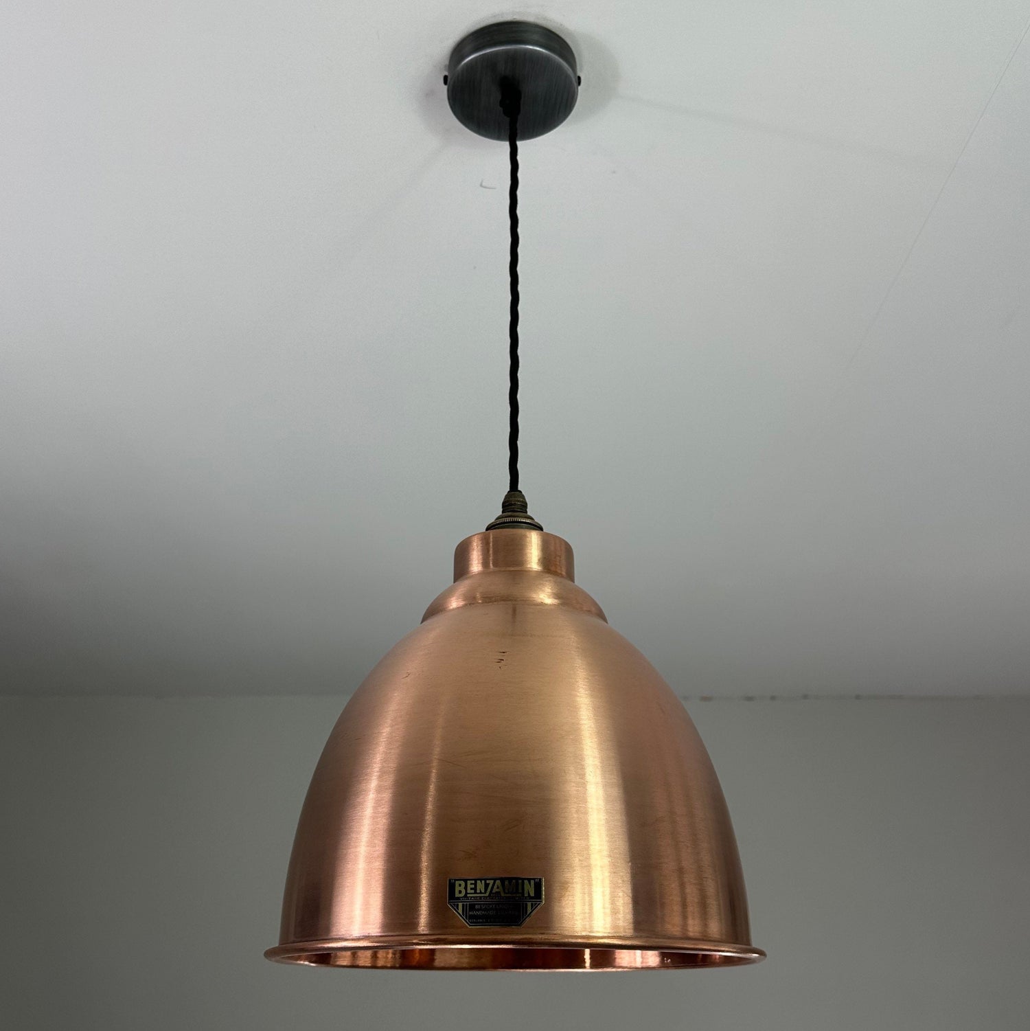 Brooke ~ Antique Copper Industrial Shade Pendant Set Light | Ceiling Dining Room | Kitchen Table | Vintage 1 x Edison Filament Bulb