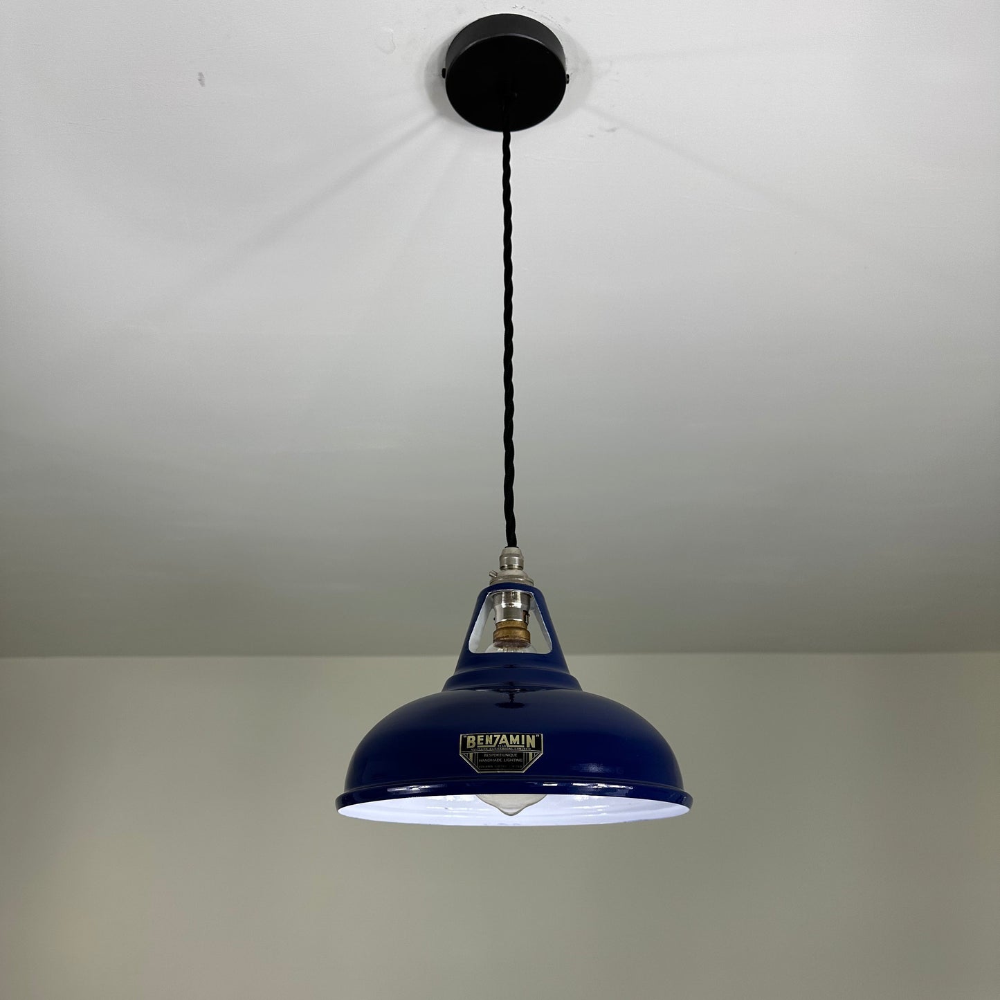 Cawston Small ~ Blue Solid Industrial 1932 Design Shade Pendant Set Light | Ceiling Dining Room | Kitchen Table | Vintage 9 Inch