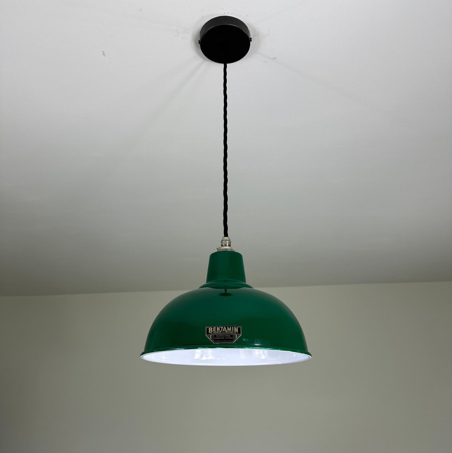 Salthouse ~ Original Green Industrial factory shade light ceiling dining room kitchen table vintage edison filament lamps pendant 10 Inch