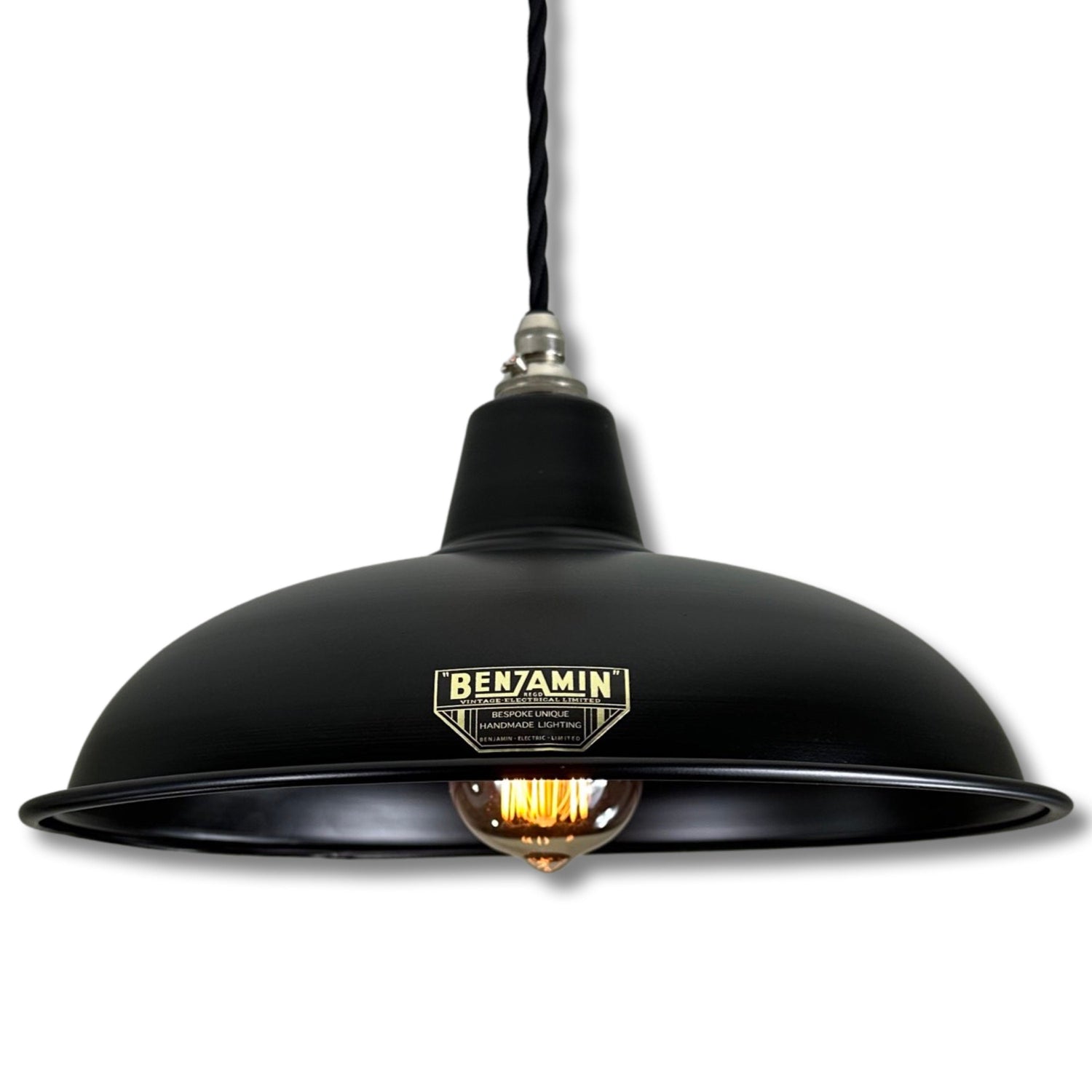 Sedgeford ~ Matt Black Solid Industrial Shade Pendant Set Light | Ceiling Dining Room | Kitchen Table | Vintage Thorlux Style