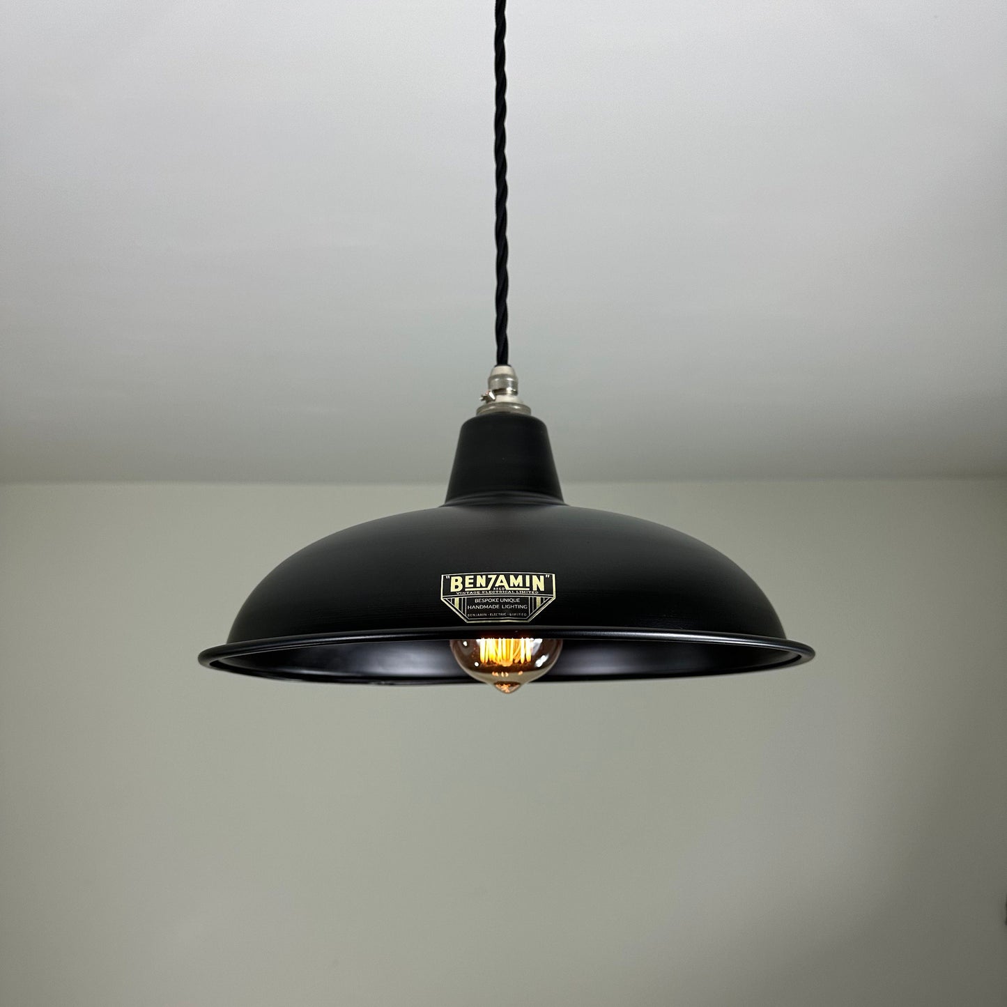 Sedgeford ~ Matt Black Solid Industrial Shade Pendant Set Light | Ceiling Dining Room | Kitchen Table | Vintage Thorlux Style