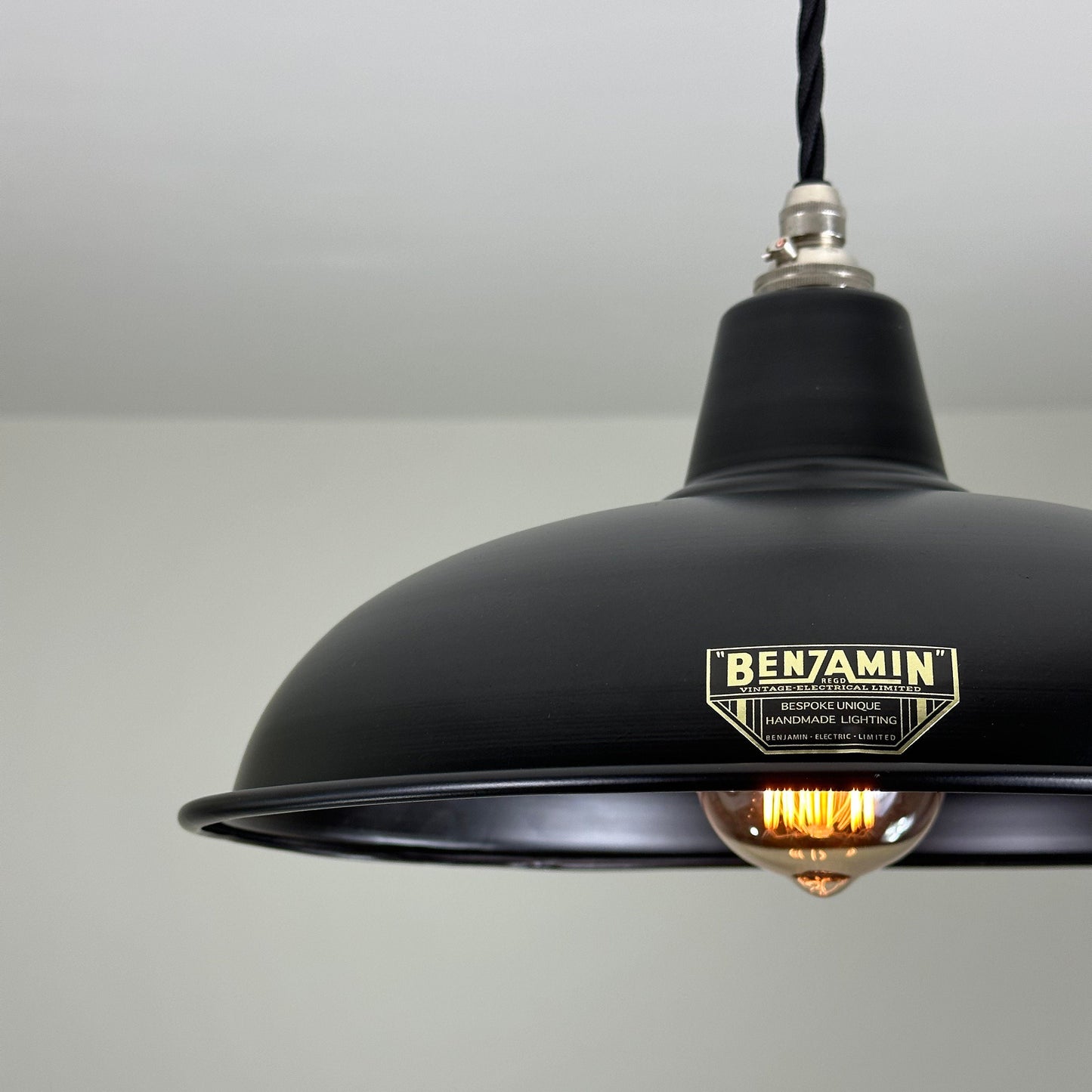 Sedgeford ~ Matt Black Solid Industrial Shade Pendant Set Light | Ceiling Dining Room | Kitchen Table | Vintage Thorlux Style