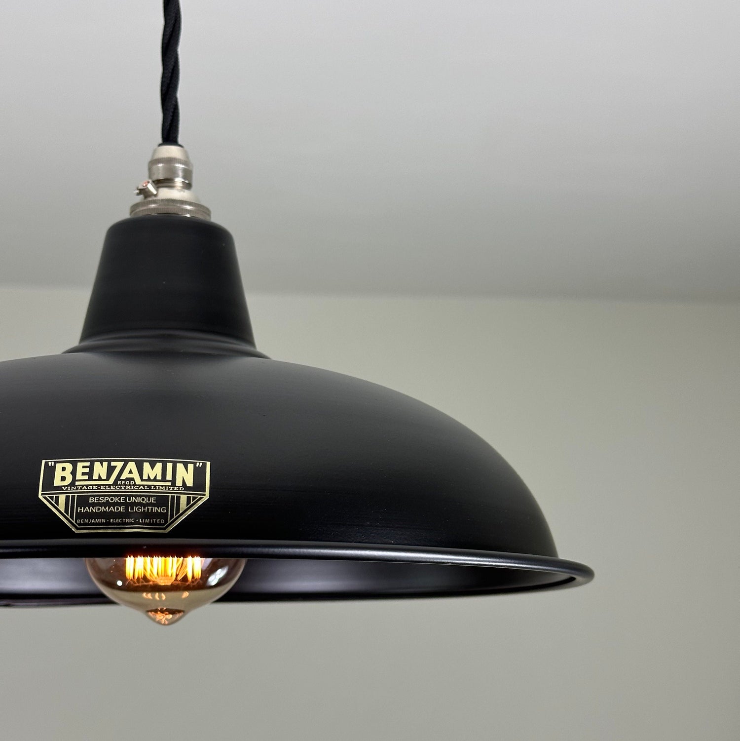 Sedgeford ~ Matt Black Solid Industrial Shade Pendant Set Light | Ceiling Dining Room | Kitchen Table | Vintage Thorlux Style