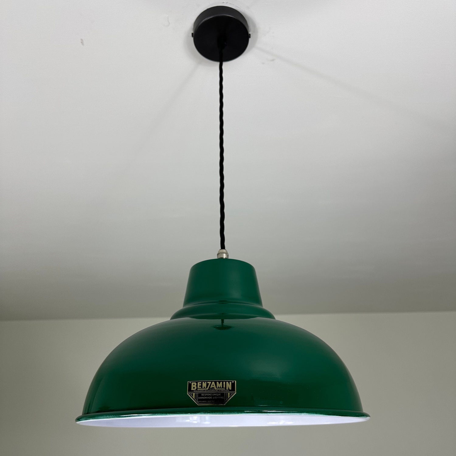 Salthouse XL ~ Racing Green Industrial factory shade light ceiling dining room kitchen table vintage filament lamps pendant bar 14.5 Inch