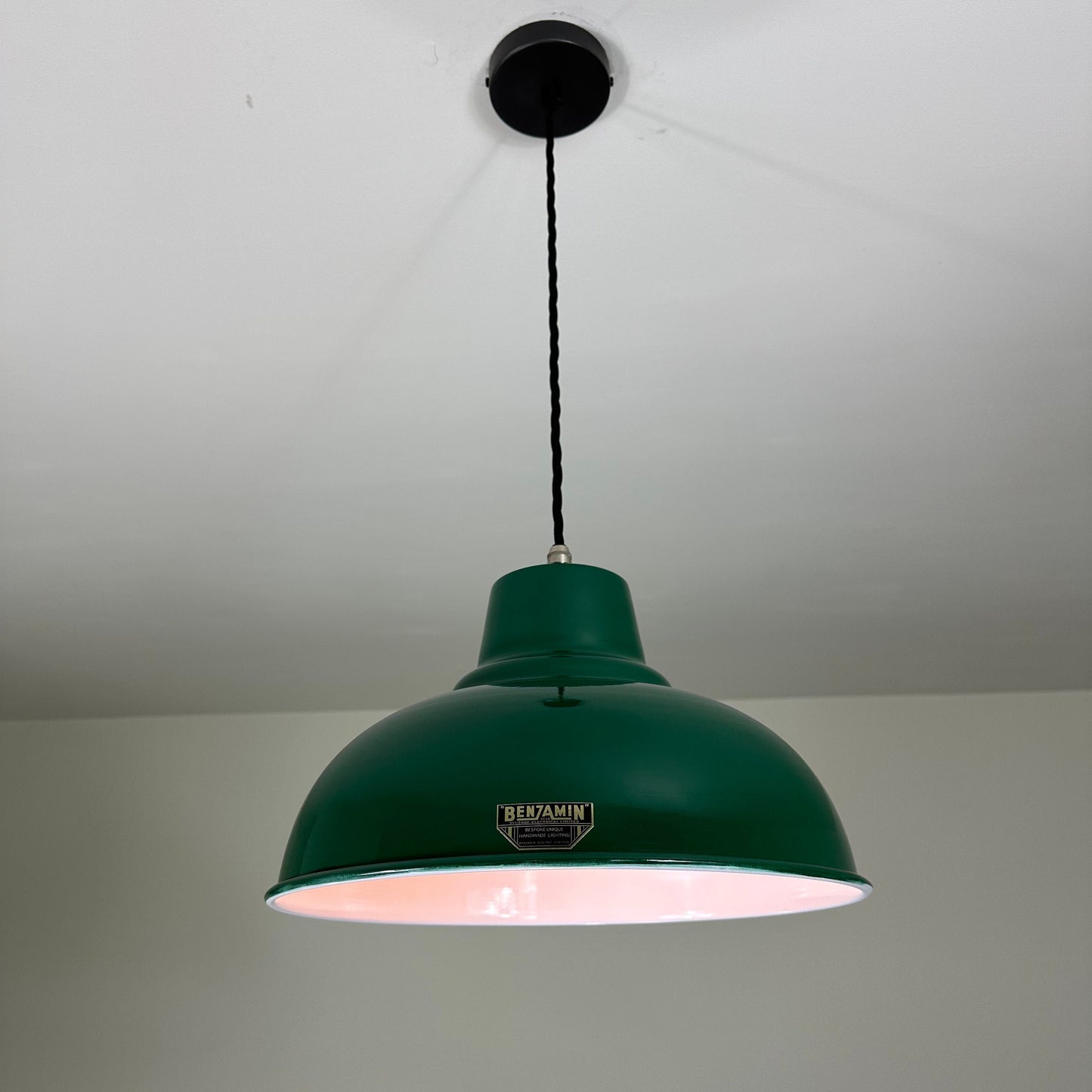 Salthouse XL ~ Racing Green Industrial factory shade light ceiling dining room kitchen table vintage filament lamps pendant bar 14.5 Inch