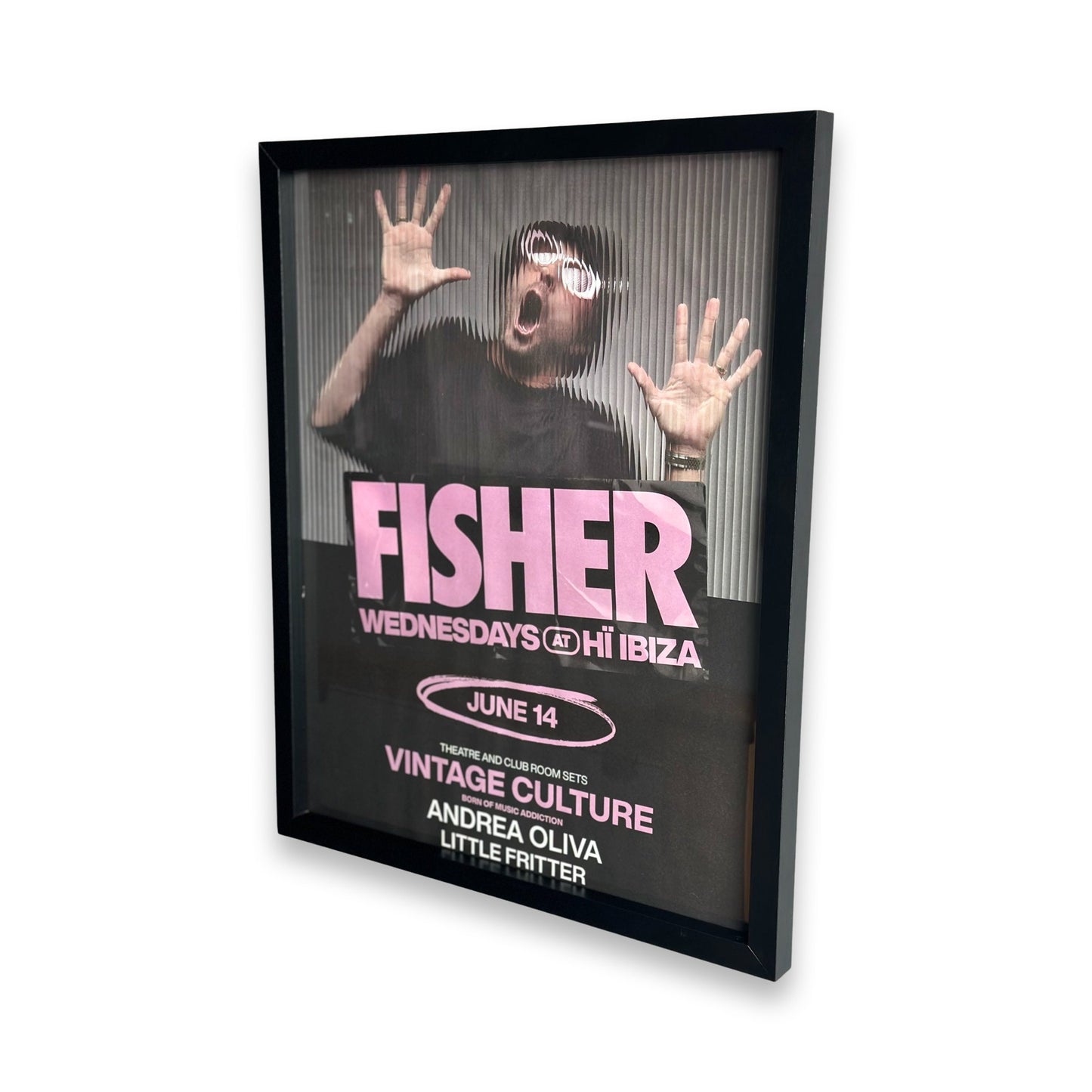 Fisher ~ Genuine Ibiza Framed Dj Artwork | Hi Ibiza | A3 Luxury Black Frame