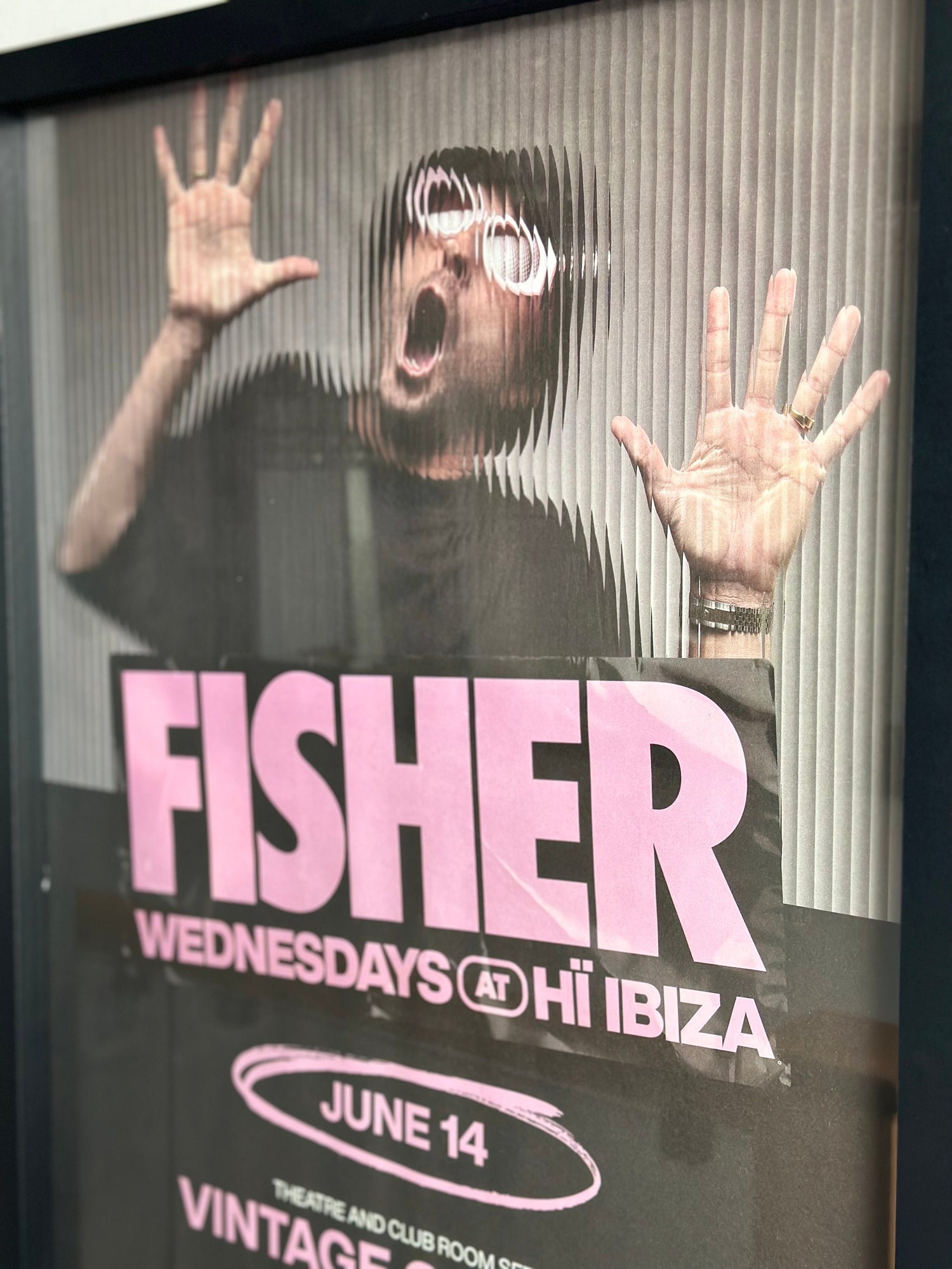 Fisher ~ Genuine Ibiza Framed Dj Artwork | Hi Ibiza | A3 Luxury Black Frame