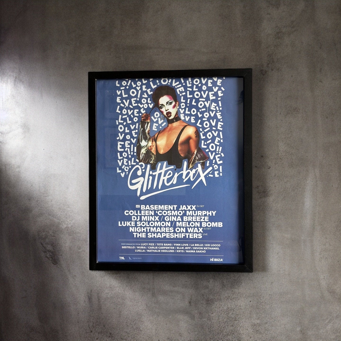 Glitterbox ~ Genuine Hi Ibiza Framed Dj Artwork | A3 Luxury Black Frame