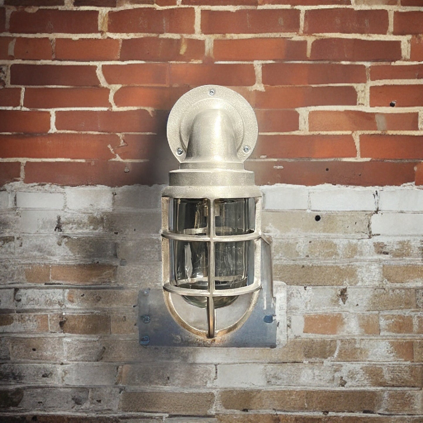 Beachamwell ~ Raw Solid Cast Industrial Caged Bulkhead Industrial Wall Light | Bathroom | Outdoor Garden | Vintage 1 x Edison Filament Bulb