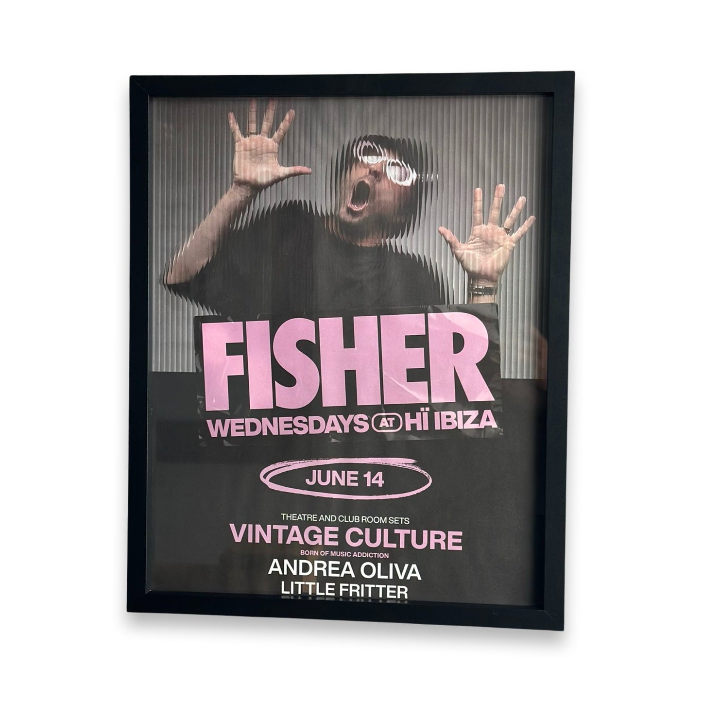 Fisher ~ Genuine Ibiza Framed Dj Artwork | Hi Ibiza | A3 Luxury Black Frame