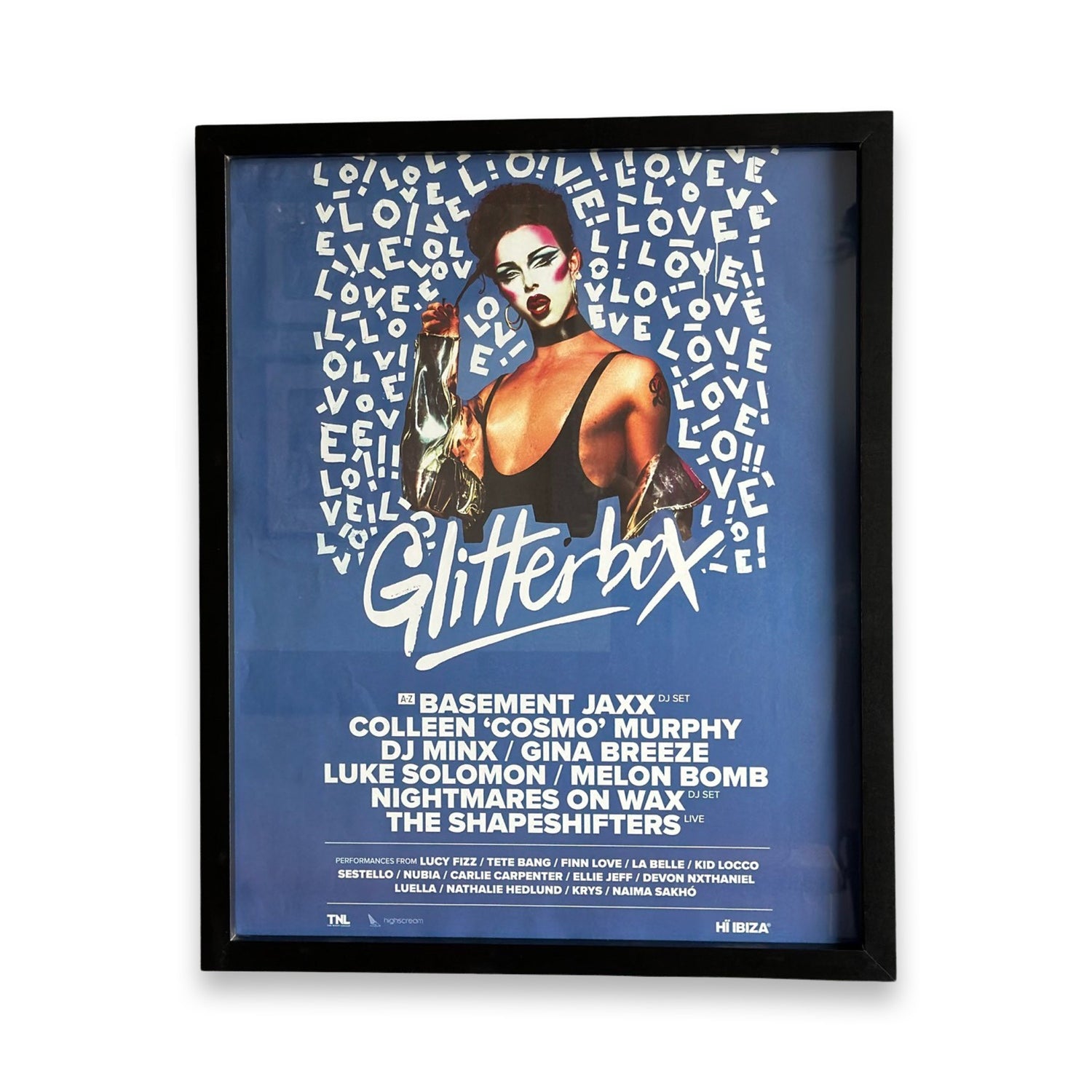 Glitterbox ~ Genuine Hi Ibiza Framed Dj Artwork | A3 Luxury Black Frame