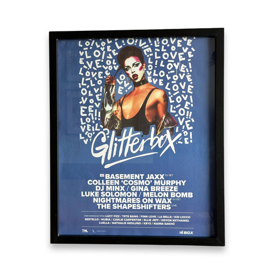 Glitterbox ~ Genuine Hi Ibiza Framed Dj Artwork | A3 Luxury Black Frame