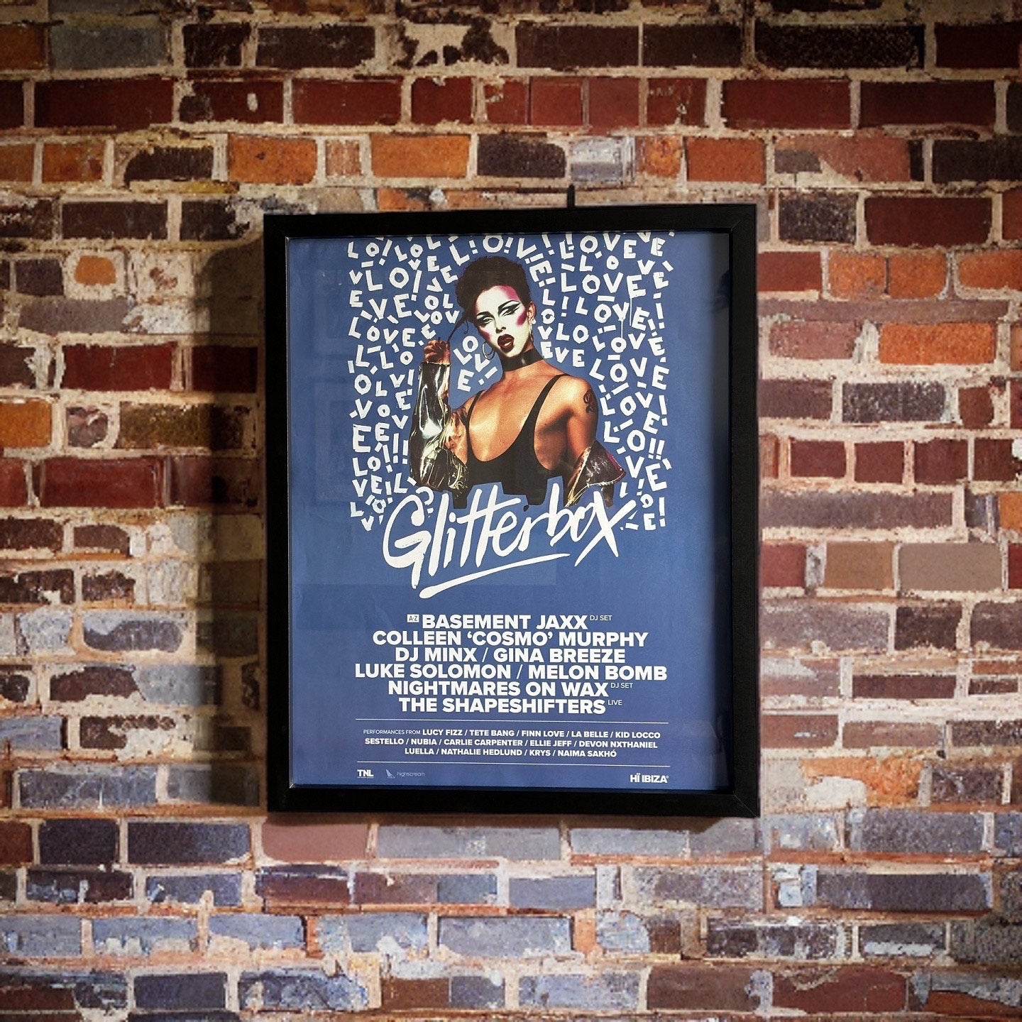 Glitterbox ~ Genuine Hi Ibiza Framed Dj Artwork | A3 Luxury Black Frame