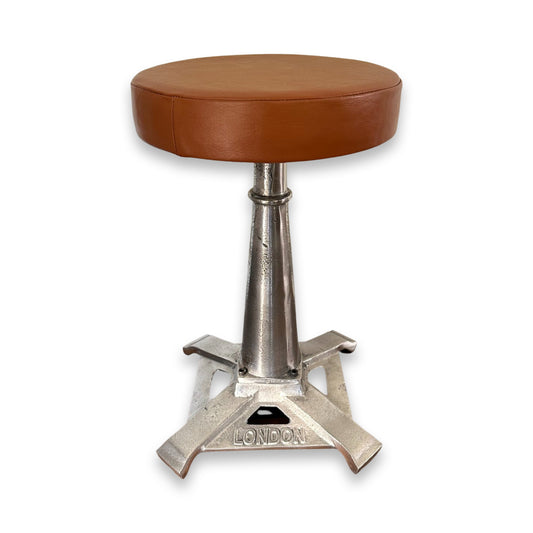 Maxlume ~ London Industrial Solid Bar Stool Leather Base | Vintage Style | Solid Cast Metal | Floor Standing