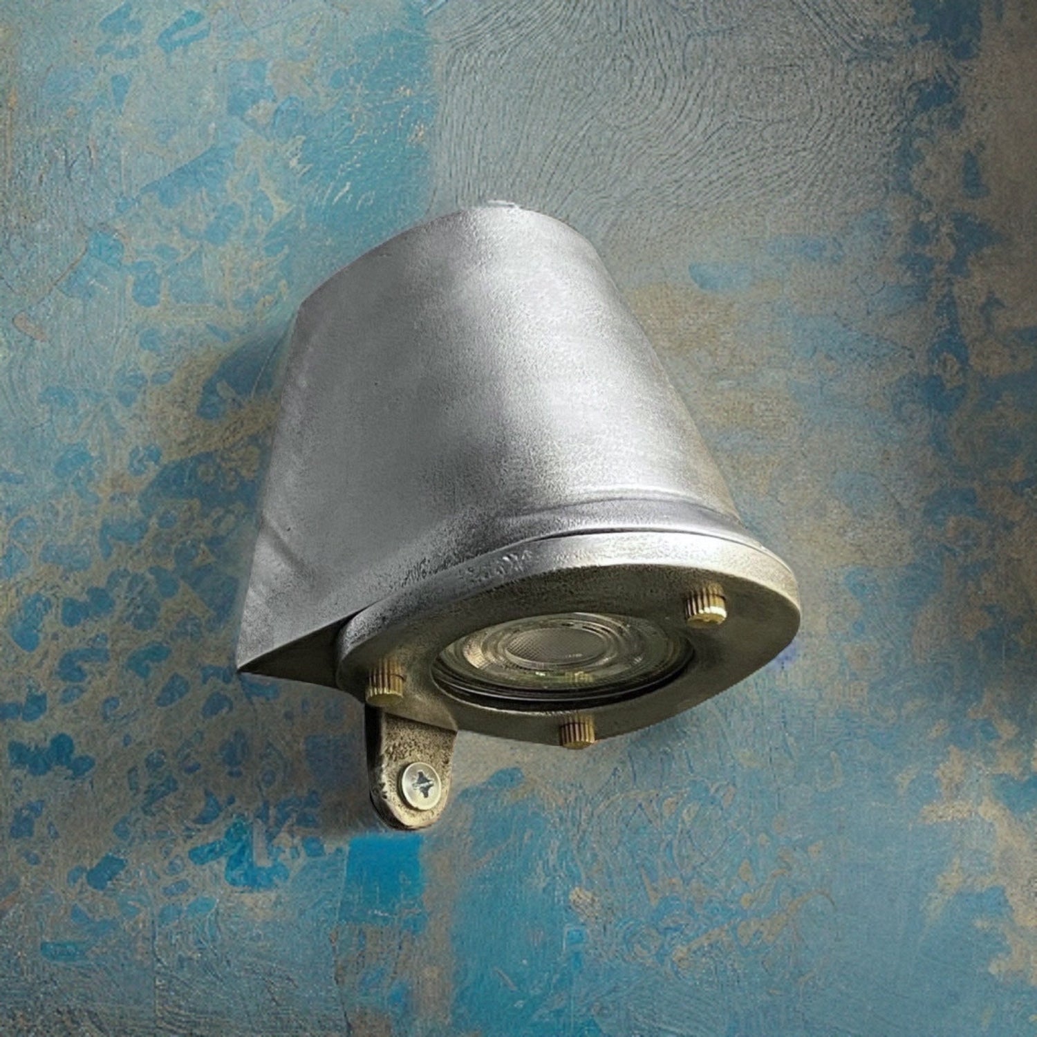 Holt ~ Pewter Industrial Solid Cast Mast Down Light Ship Sconce Sandblasted Bulkhead HandCrafted Wall Nautical Passage Way Philips LED