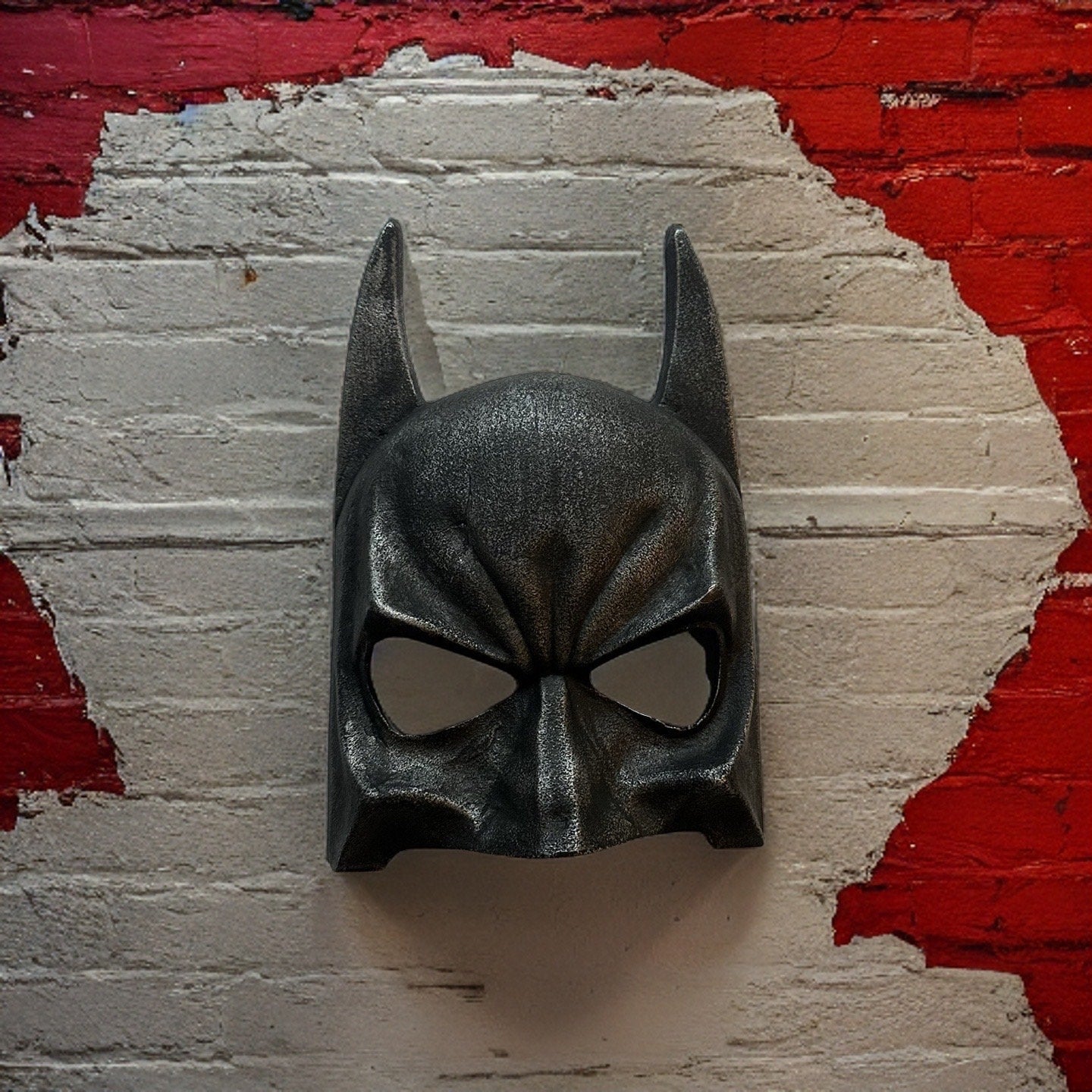 Wall Mount Solid Cast Iron Superhero Knight Mask Dark Black Pewter Finish