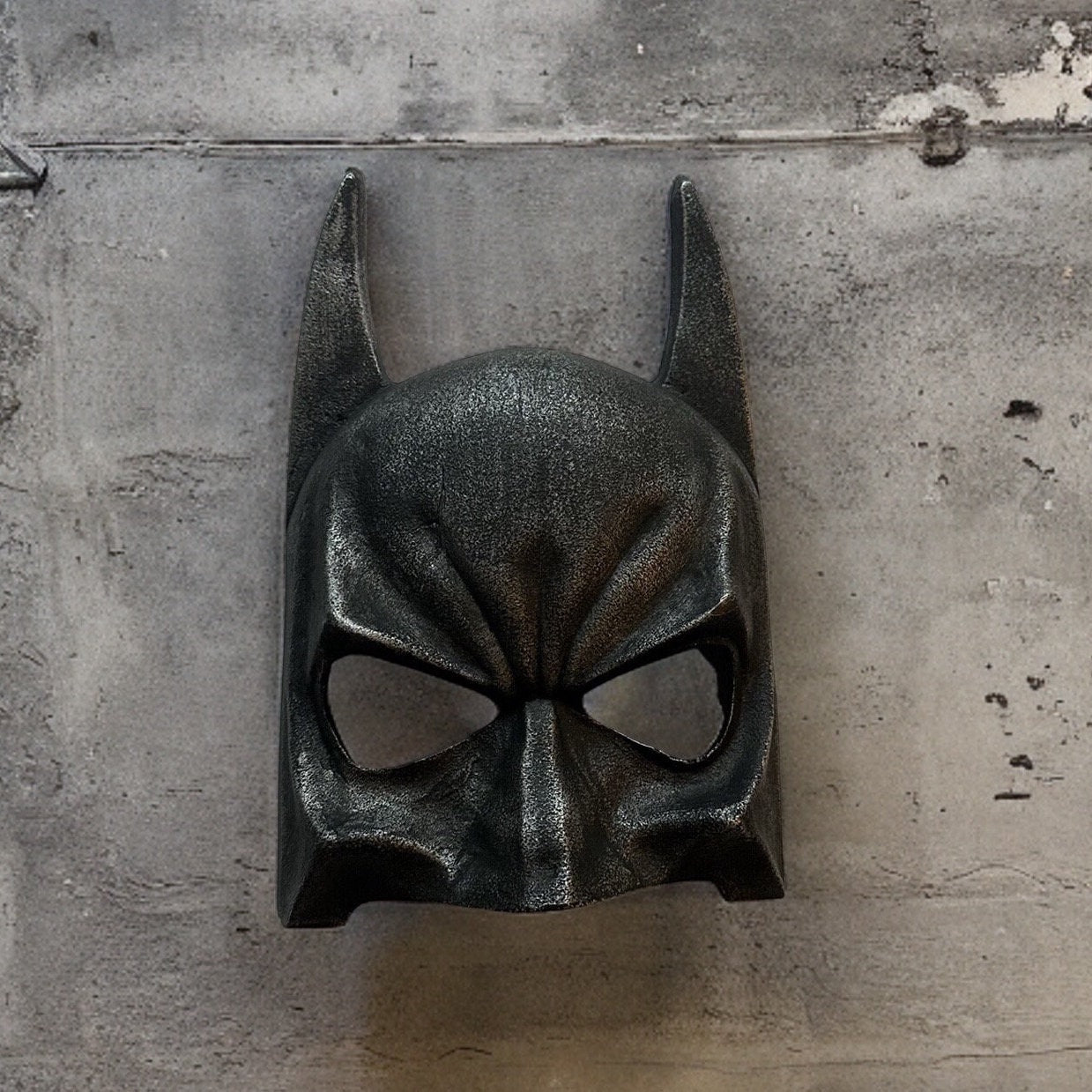 Wall Mount Solid Cast Iron Superhero Knight Mask Dark Black Pewter Finish