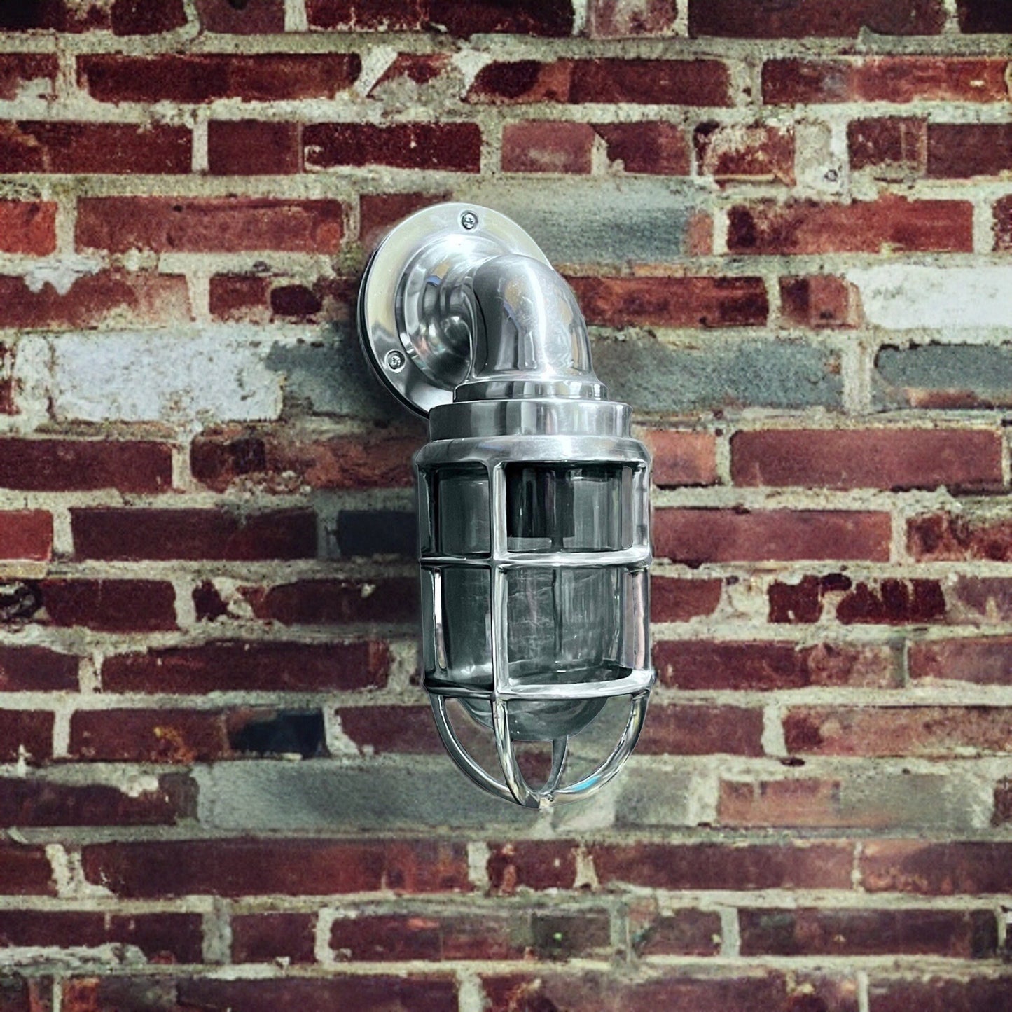 Beachamwell ~ Solid Aluminuim Caged Bulkhead Industrial Wall Light | Bathroom | Outdoor Garden | Vintage 1 x Edison Filament Bulb